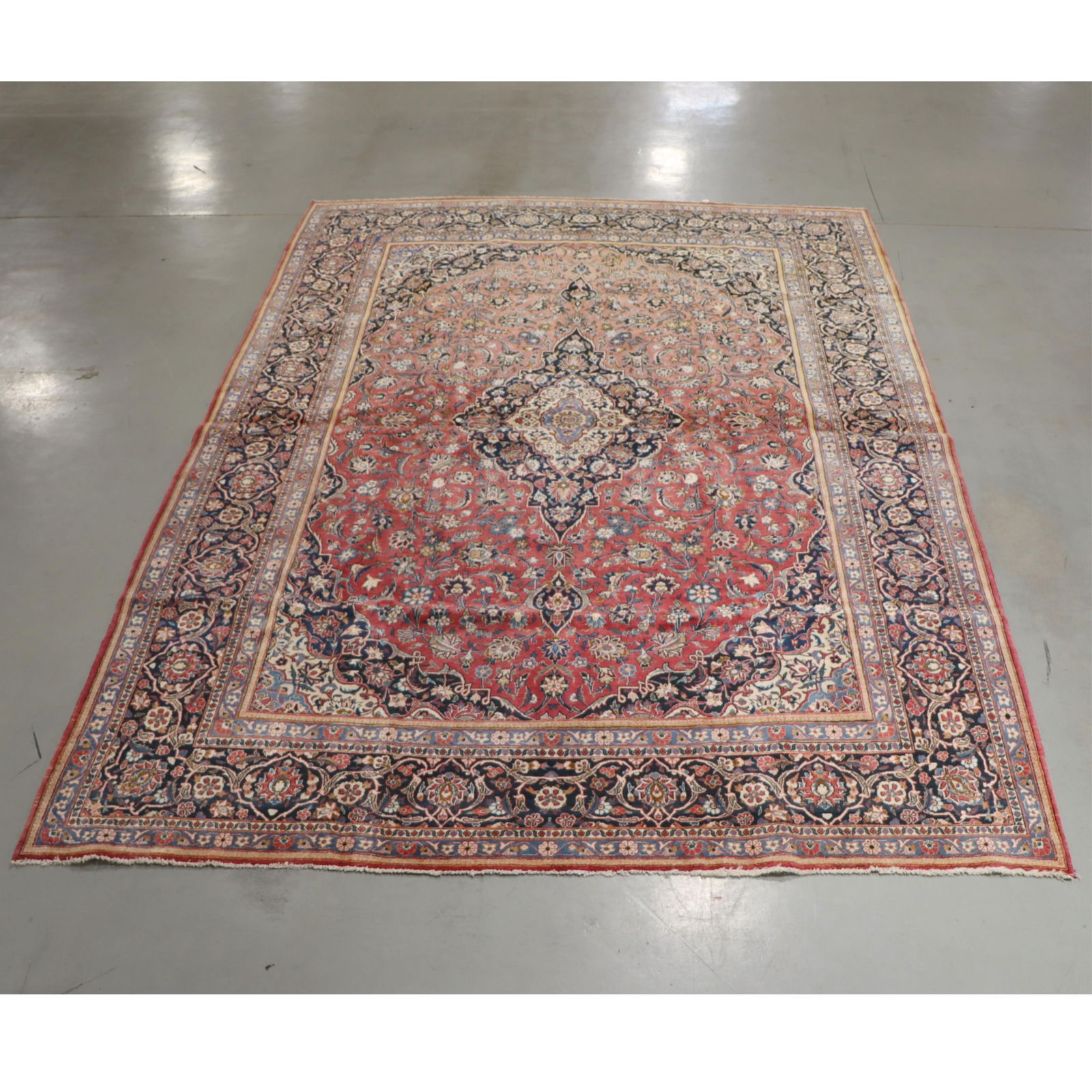 Persian Kashan semi antique estate room size rug / carpet. 9'H x 13'W (1 of 6)