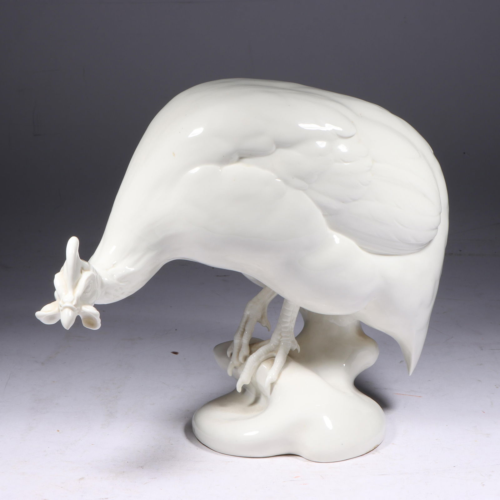 Large Nymphenburg antique German porcelain blanc de Chine Guinea fowl bird sculpture. 9 1/2?H x 12?W: Large Nymphenburg antique German porcelain blanc de Chine Guinea fowl bird hen sculpture. Impressed shield mark. 9 1/2?H x 12?W x 6?D