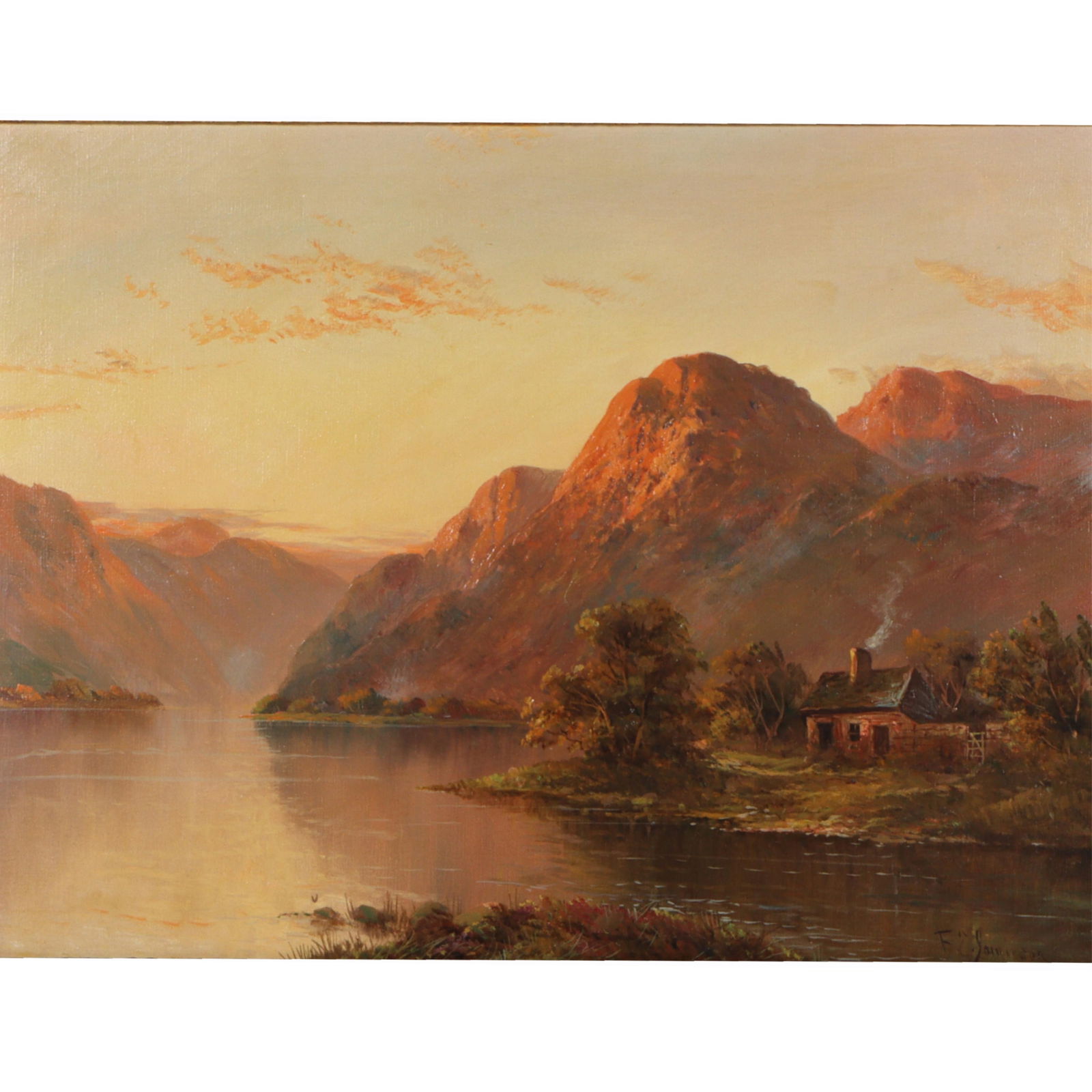 Francis E. Jamieson, Scotland / UK (1895-1950), Loch Goil, Argyllshire, Sunset Highland Landscape,: Francis E. Jamieson Scotland / UK (1895-1950) Loch Goil, Argyllshire, Sunset Highland Landscape oil on canvas signed lower right. Biography from the Archives of askART: The following information is fr