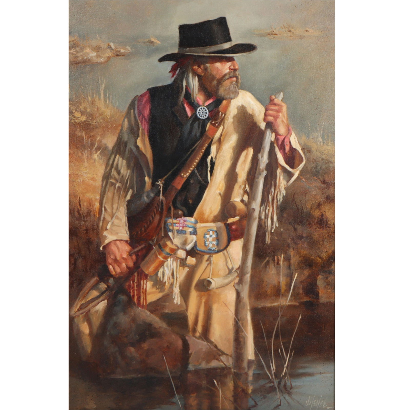 Jay Hester, American (b. 1940), River Rambler, oil on canvas, 29 1/2?H x 19 1/2?W(sight), 39?H x (1 of 10)
