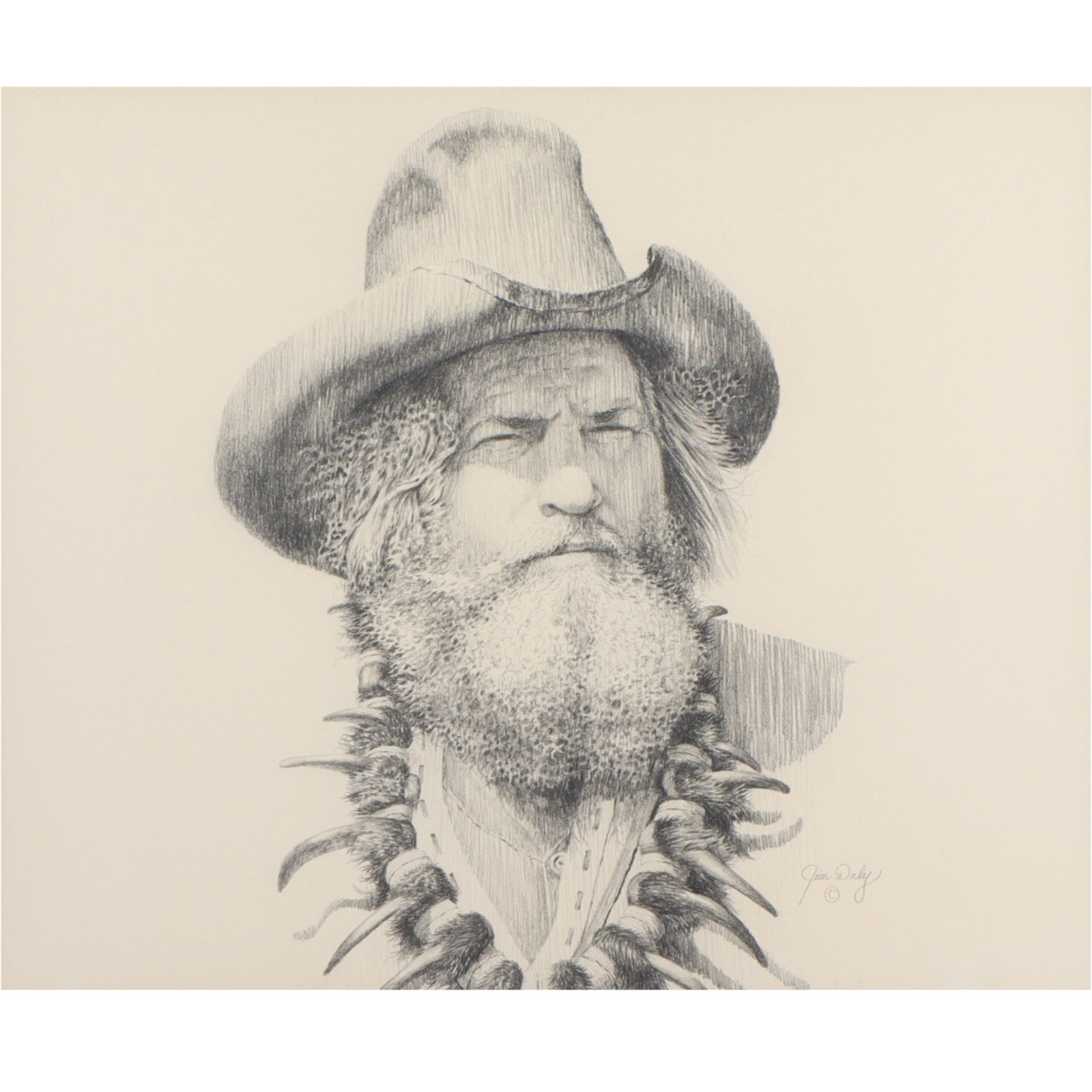 Jim Daly, American (b. 1940), Bear Claw, male portrait, graphite on paper, 19 1/4?H x 23 (1 of 10)
