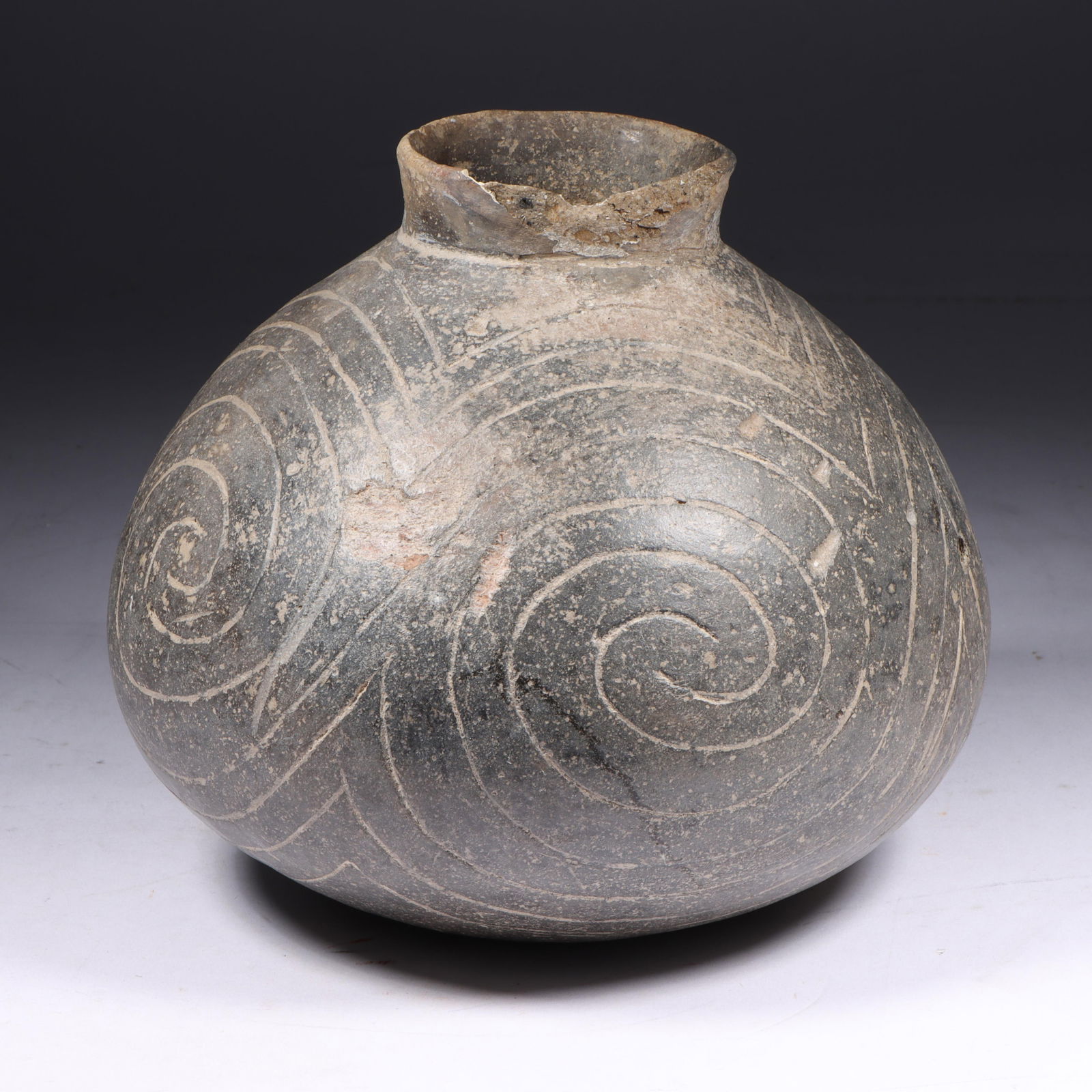 Caddoan culture incised Keno trailed Mississipian pottery water bottle prehistoric jar vessel (1 of 10)