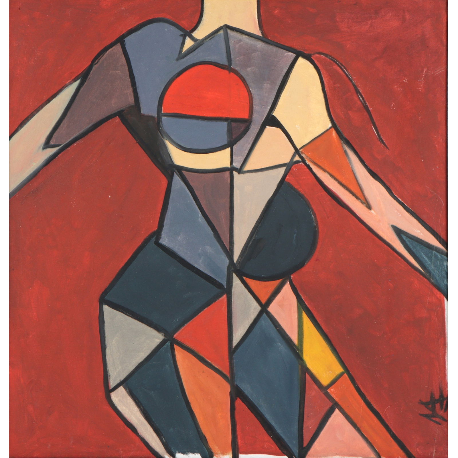 Mae Alice Engron, Indiana (1933-2007), abstract female nude, oil on canvas, 29"H x 28"W(stretcher), (1 of 8)