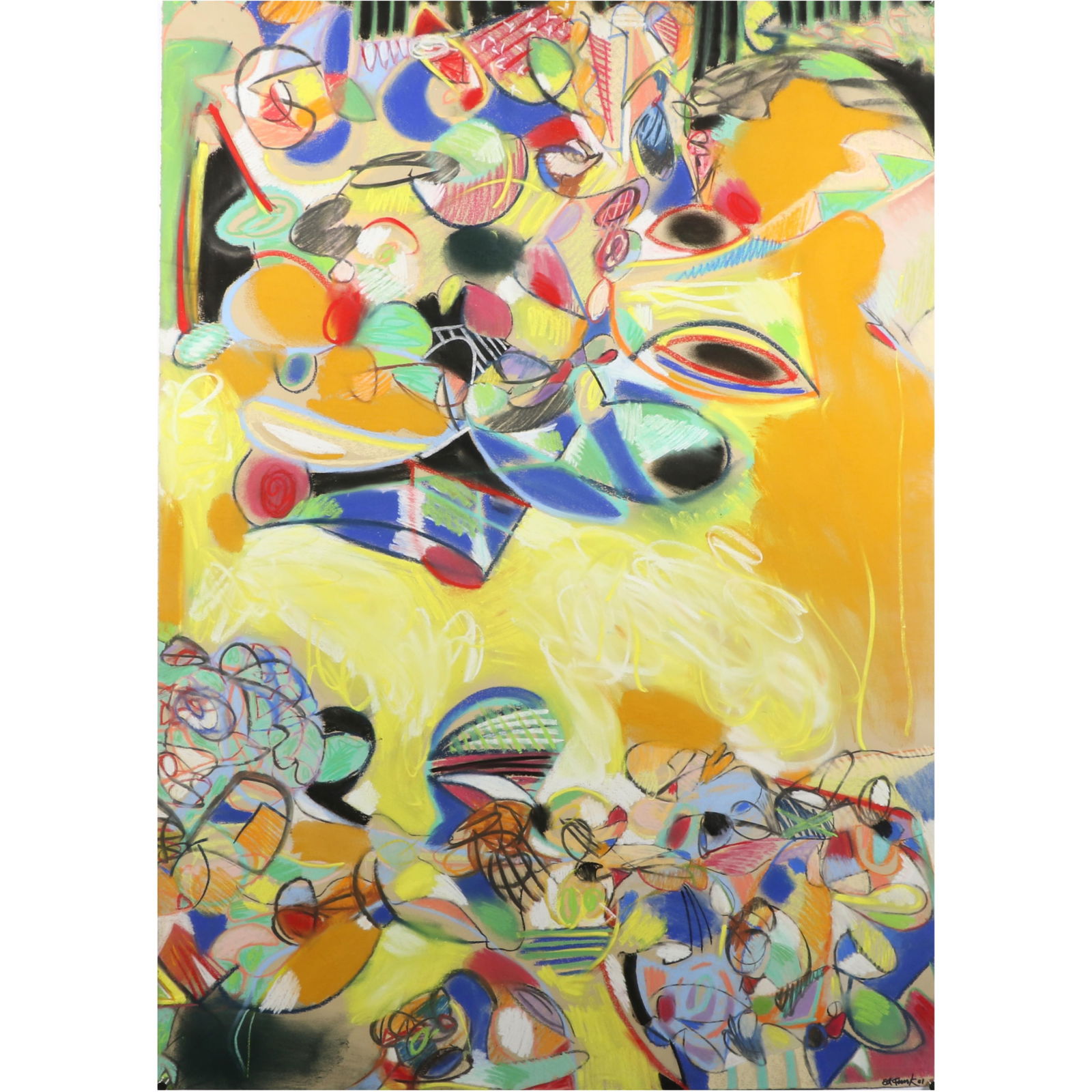 Ed Funk, Indianapolis (1953-2013), abstract, 2001, pastel on paper, 41 3/4? H X 29 1/2? W (1 of 10)