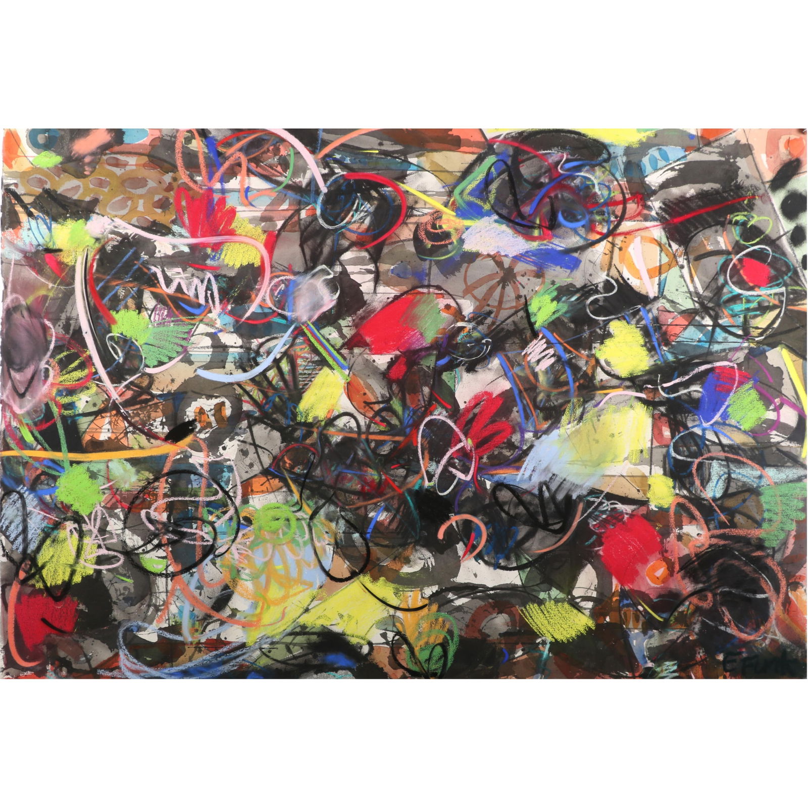 Ed Funk, Indianapolis (1953-2013), abstract, pastel and watercolor on paper, 41 3/4? H X 29 3/4? W (1 of 11)