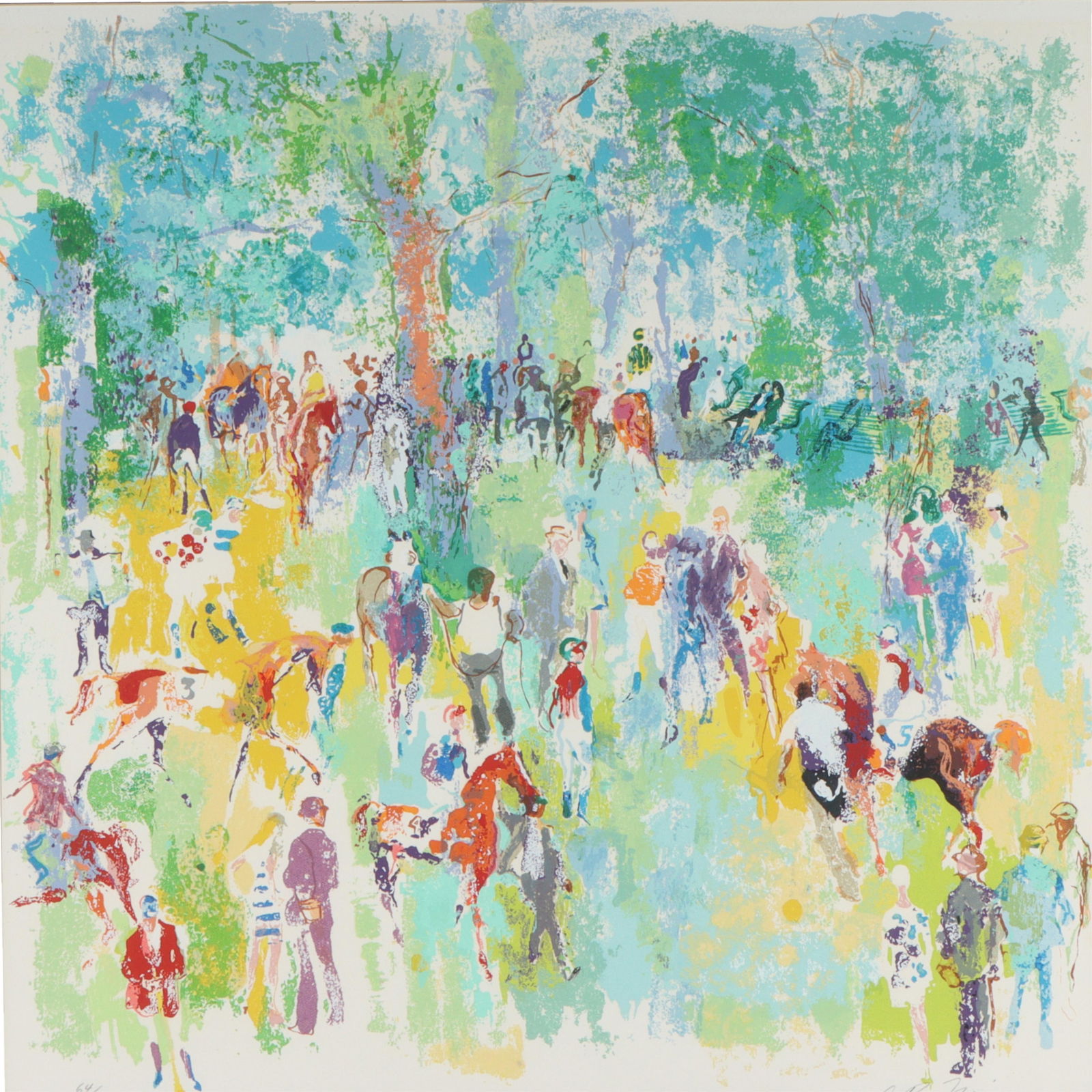 LeRoy Neiman, American (1921-2012), Paddock Horse Racing, 1972, serigraph, 25"H x 25"W(sight), 31 (1 of 11)