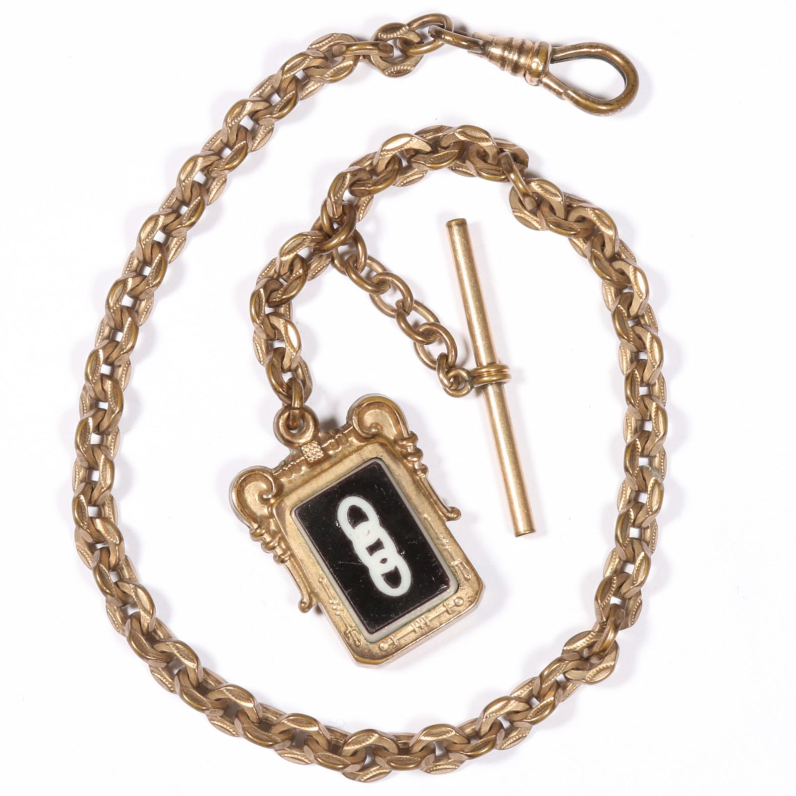 Victorian Independent Order of Odd Fellows Triple Link watch fob with carved double sided agate (1 of 15)