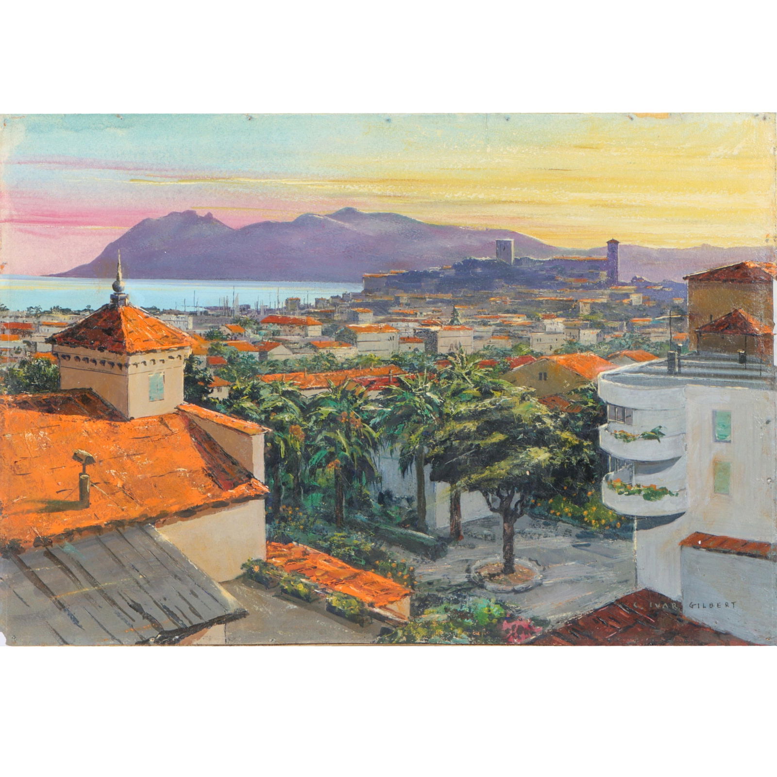 Carl Ivar Gilbert, New York, New Hampshire (1882 - 1959), View From my Studio, oil on paper mounted: Carl Ivar Gilbert New York, New Hampshire (1882 - 1959) View From my Studio oil on paper mounted to board Signed lower right. 16 3/4"H x 23"W