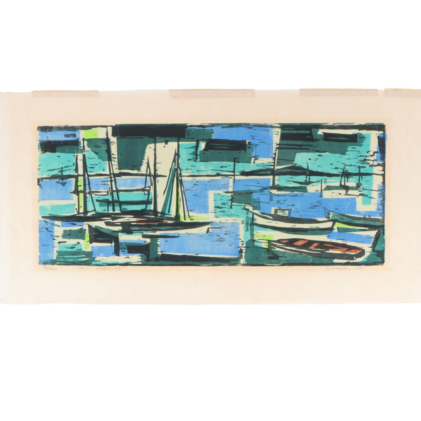Werner Drewes, German American (1899-1985), Calm Morning, 1959, woodcut, 15 1/2"H x 30 3/4"W (1 of 11)