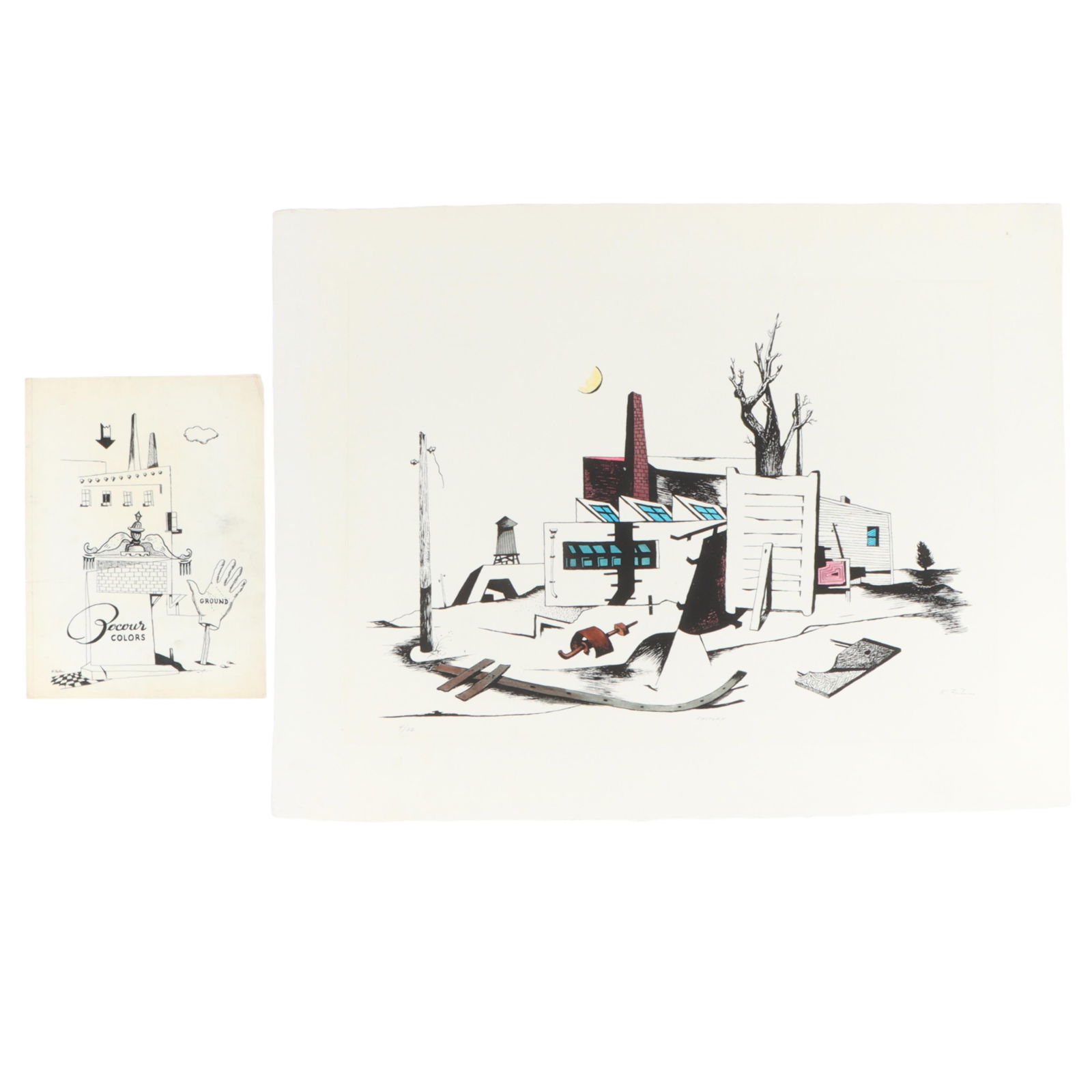 Karl Eugene Fortess, Belgian American (1907 - 1993), Bocour Colors / Factory, 2 lithographs, 22 (1 of 14)