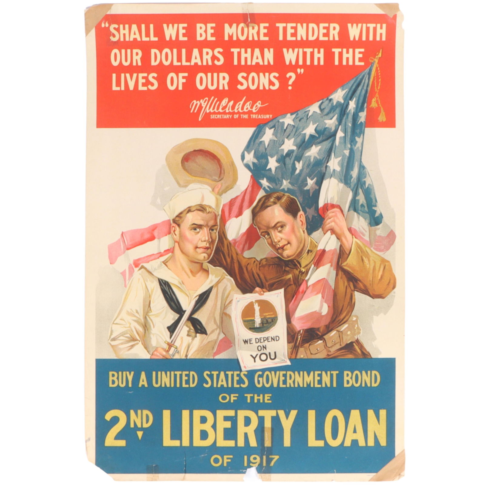 World War I propaganda poster for the Second Liberty Loan of 1917 30"H x 20"W (1 of 14)