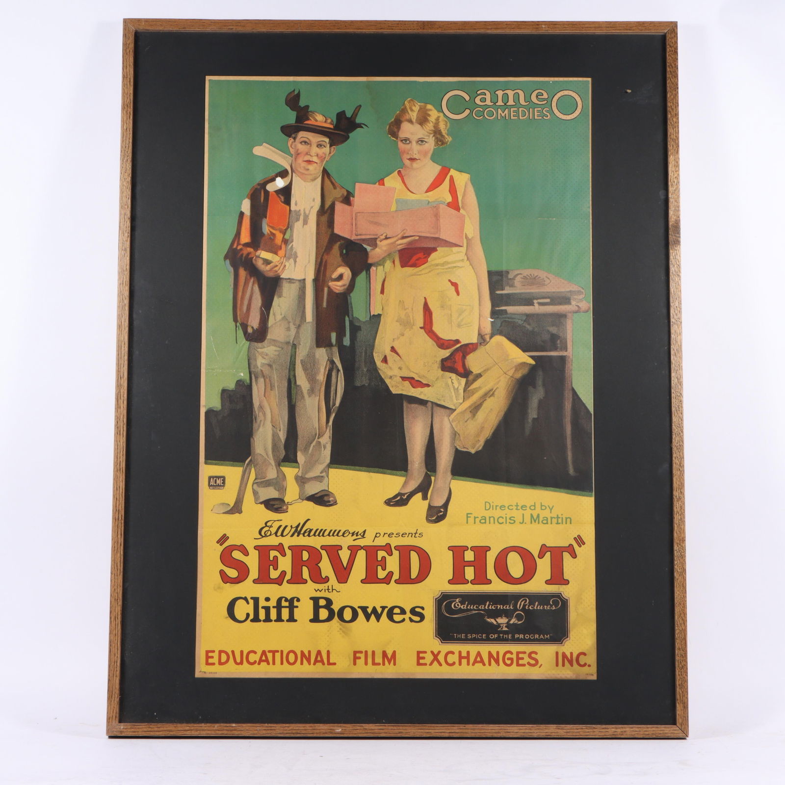 Poster for Francis J. Martin's Cameo Comedy, "Served Hot," Starring Cliff Bowes. February 10, 1929. (1 of 12)