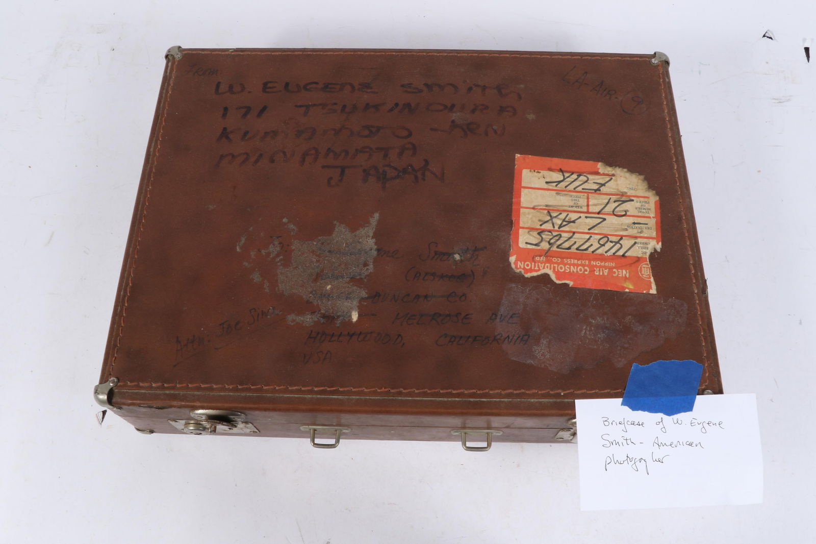 Briefcase belonging to the photographer W. Eugene Smith 13"H x 17 3/4"W x 4"D: Briefcase belonging to the photographer W. Eugene Smith William Eugene Smith (December 30, 1918 ? October 15, 1978) was an American photojournalist. He has been described as "perhaps the single most i