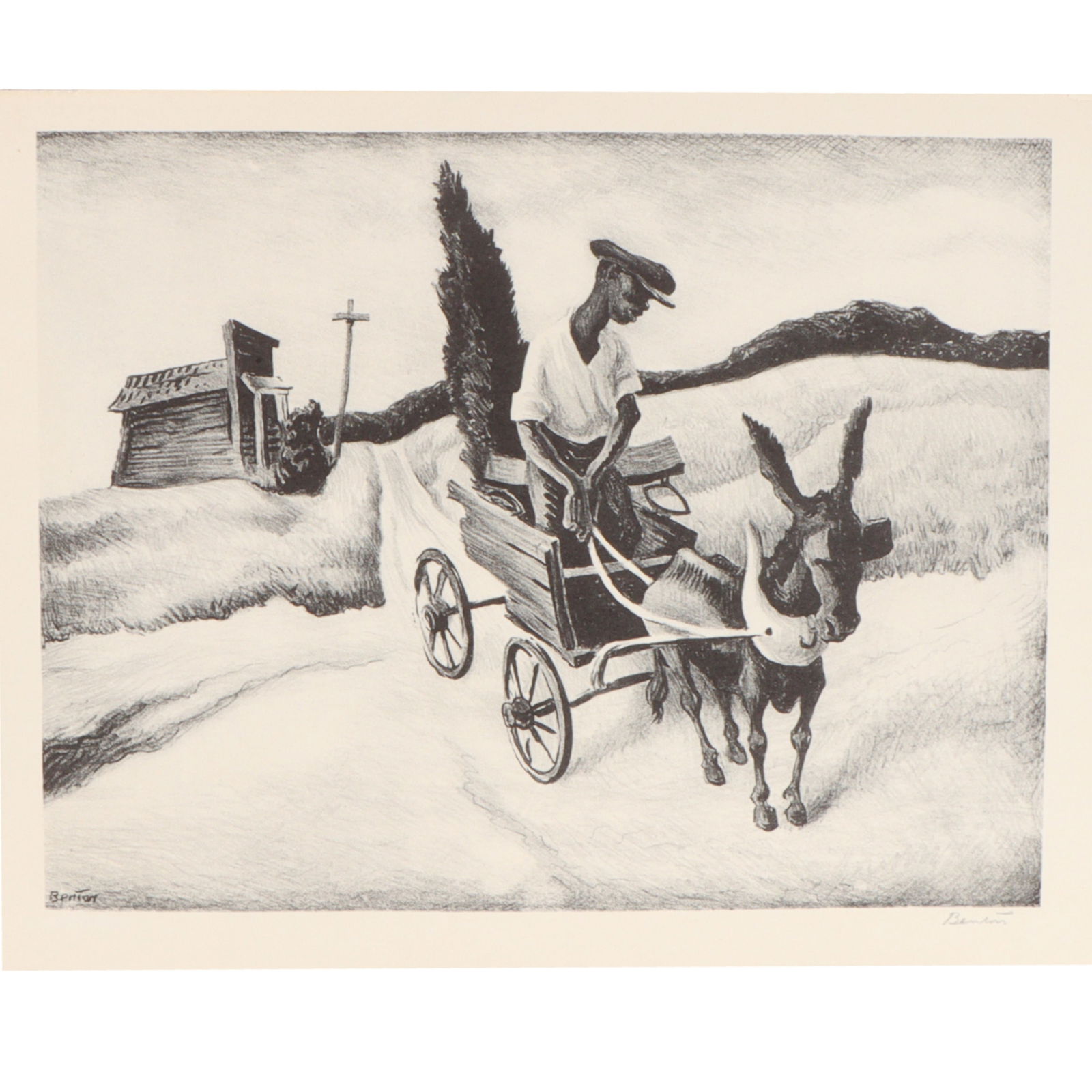 Thomas Hart Benton, Missouri / Massachusetts (1889 - 1975), Lonesome Road, 1938, lithograph, 9"H x (1 of 10)
