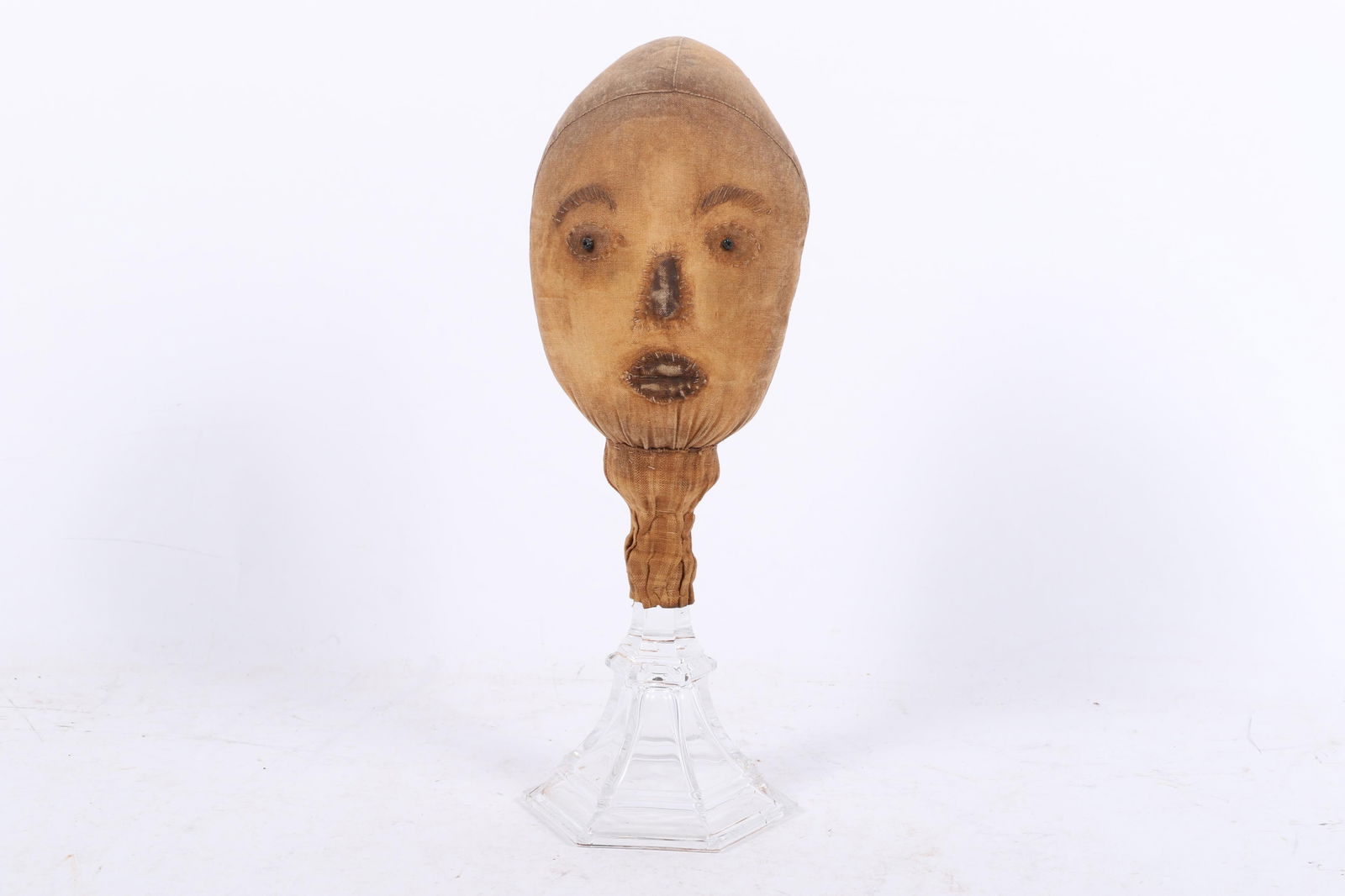 Norma Schneeman mounted folk art doll head, 2002 12"H x 4"W x 4"D (1 of 8)