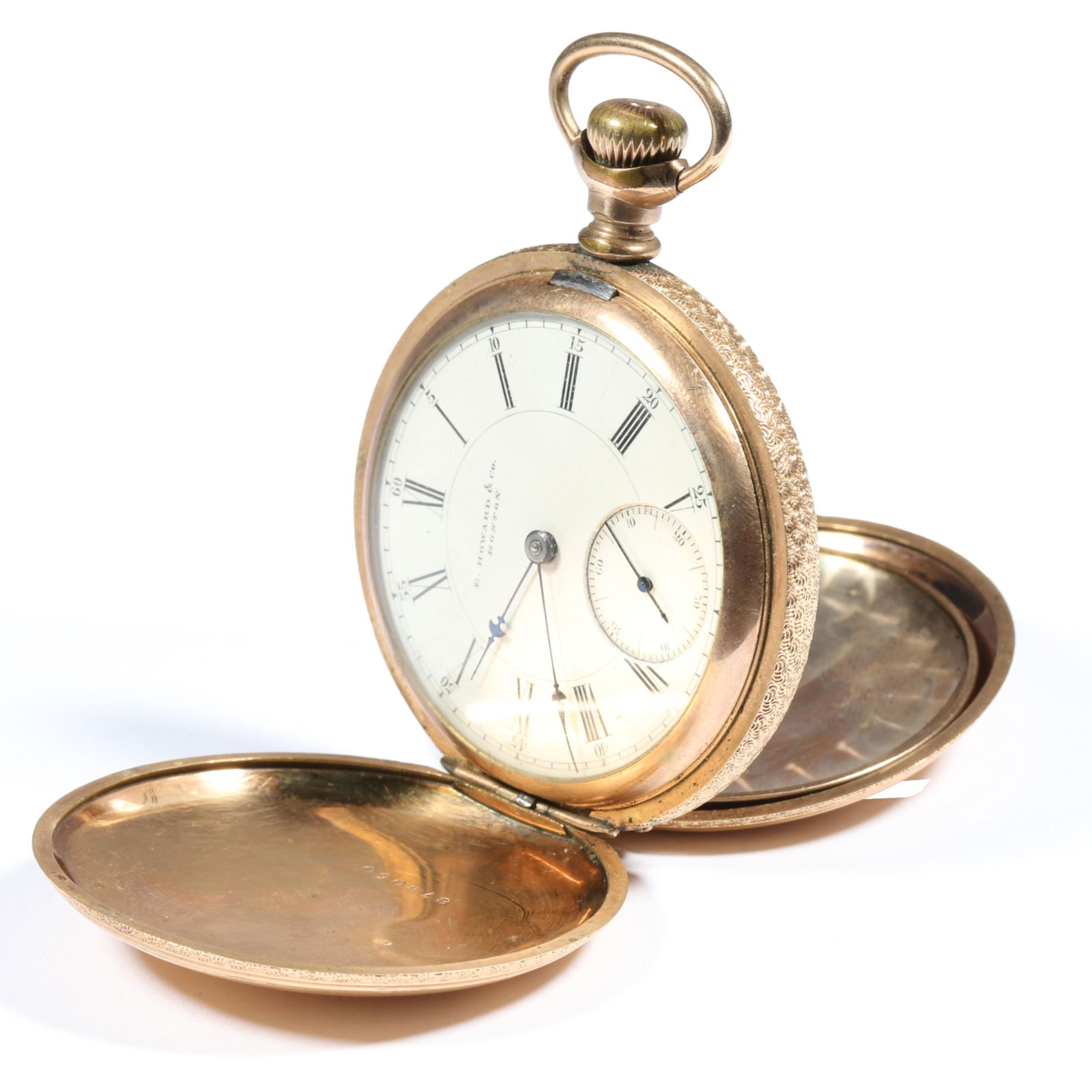 Vintage E. Howard & Co. Boston gold filled engraved pocket watch. 3"Drop x 2 1/8"Diameter (1 of 8)