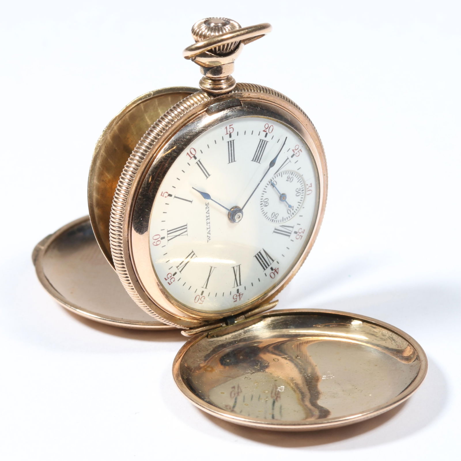 Vintage American Waltham Watch Co. pocket watch. with Dueber engraved gold filled case 1 7/8"H x 1 (1 of 8)