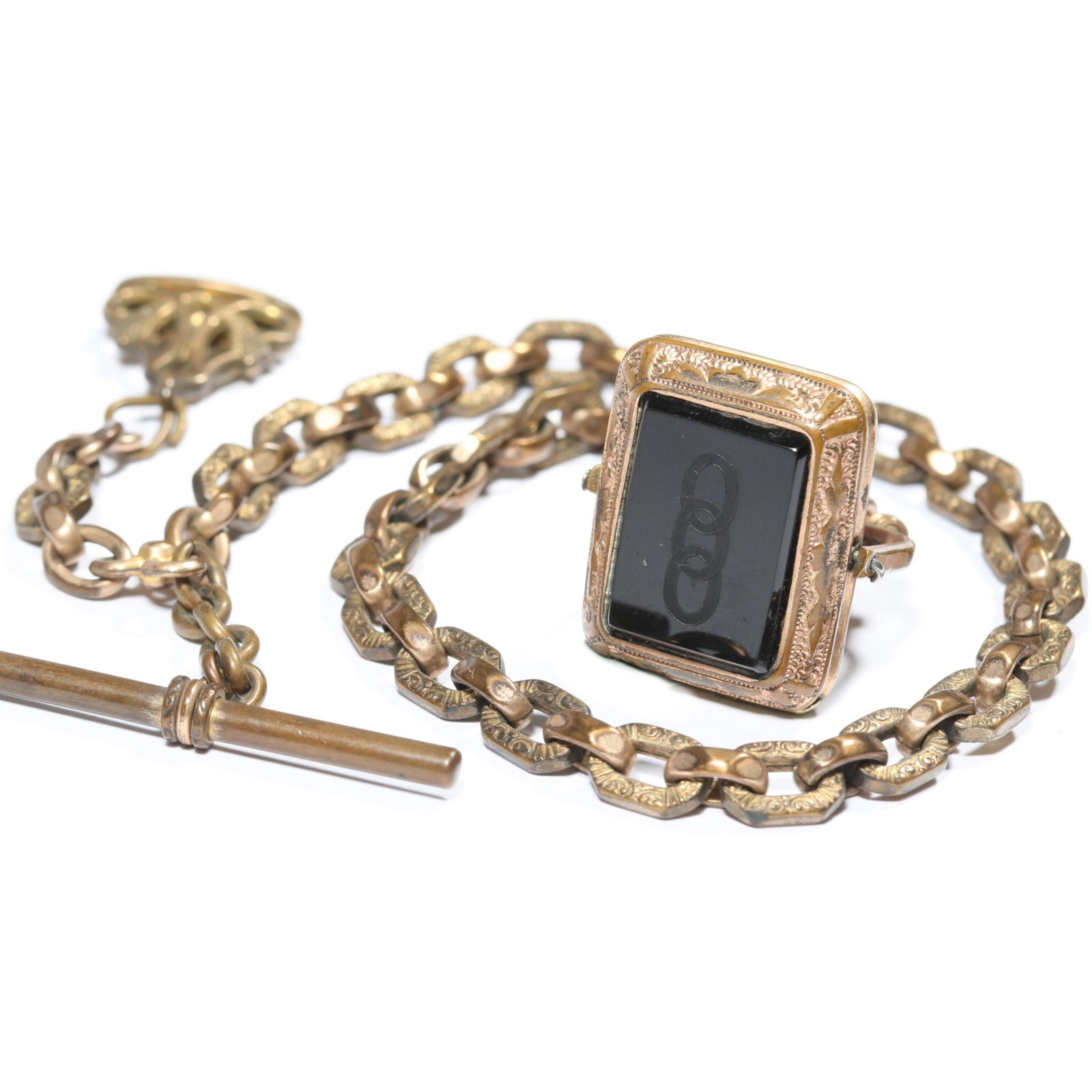 Antique Victorian Independent Order of Odd Fellows double sided fob locket with seal on chain (1 of 14)