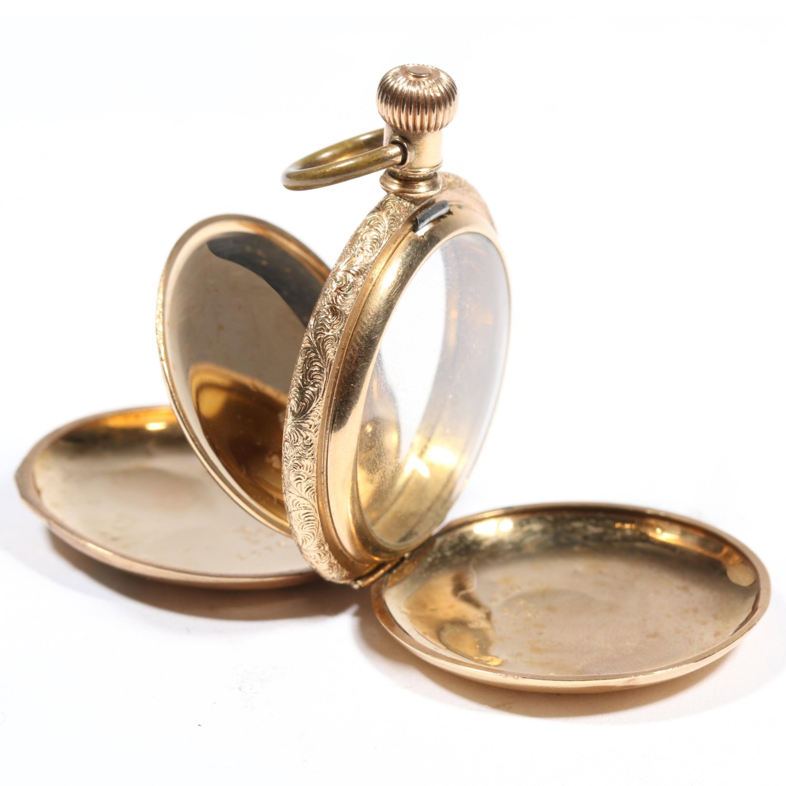 Victorian J. Boss gold filled pocket watch case with tri color gold patterns. 2 1/8"Drop x 1 (1 of 16)