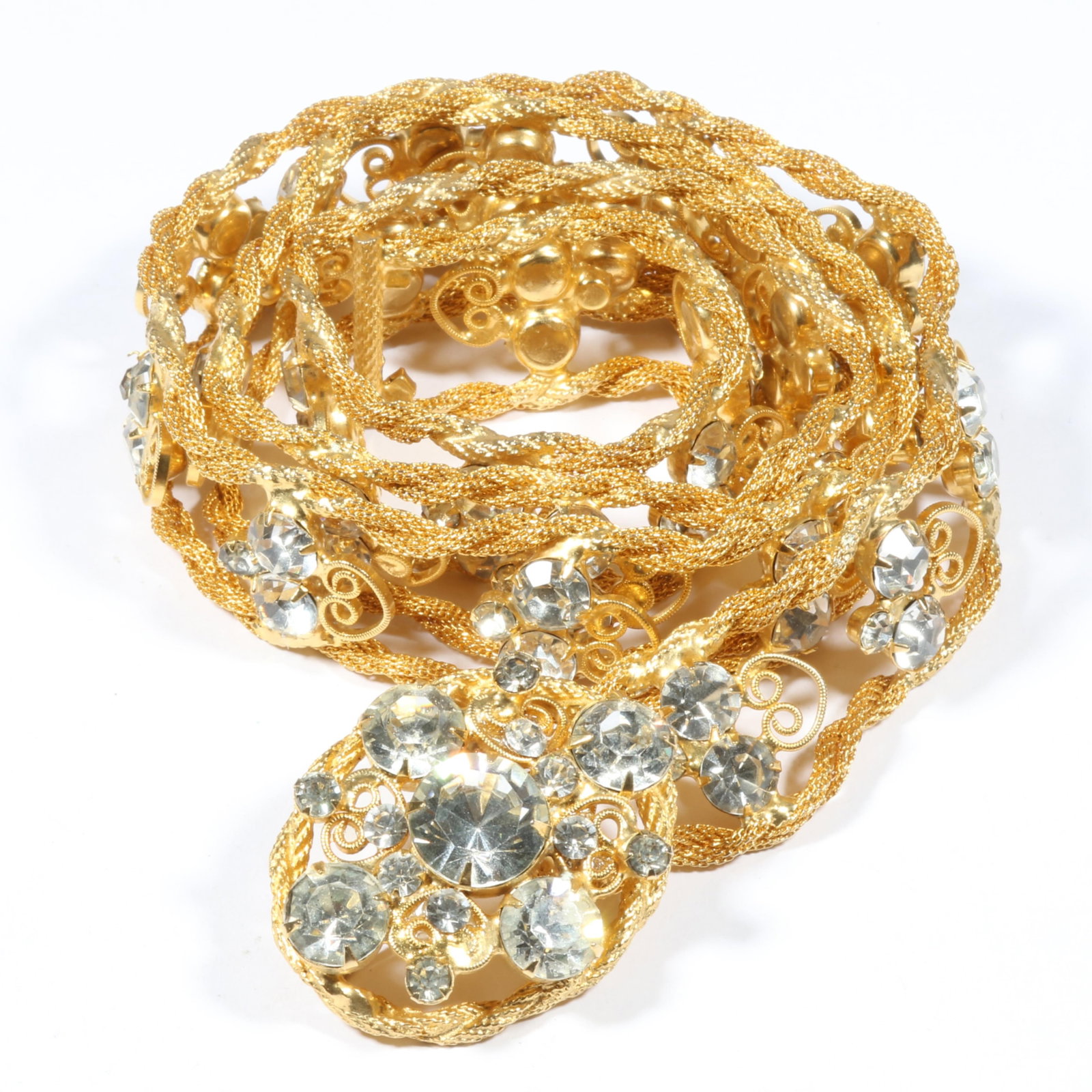 DeLizza & Elster Juliana rhinestone crystal belt. 31 1/2" L x 1 3/4" W: DeLizza & Elster Juliana rhinestone crystal belt. 31 1/2" L x 1 3/4" W