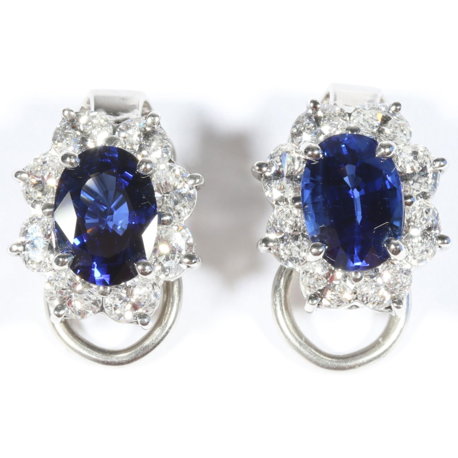 Imagine platinum, Ceylon sapphire, and diamond earrings, Tiffany & Co. design. (1 of 12)