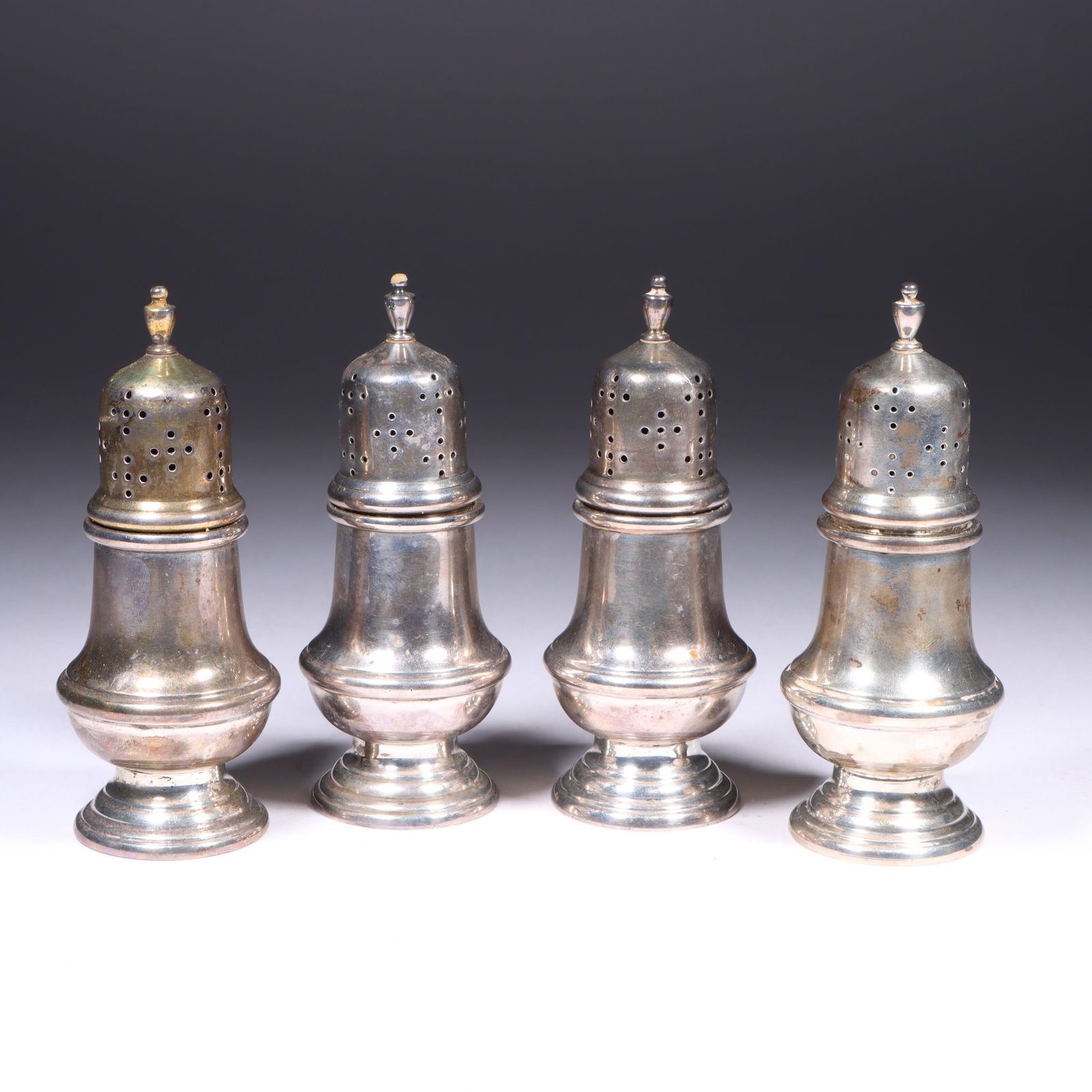 Tiffany & Co. set of four sterling silver salt and pepper shakers, 7.235ozt. 4 1/2"H x 2"Diam. (one (1 of 9)