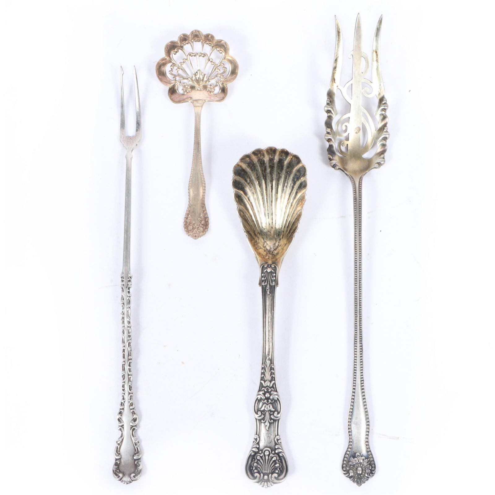 Tiffany & Co. English King Four sterling silver large gilt jelly spoon, along with three special (1 of 9)