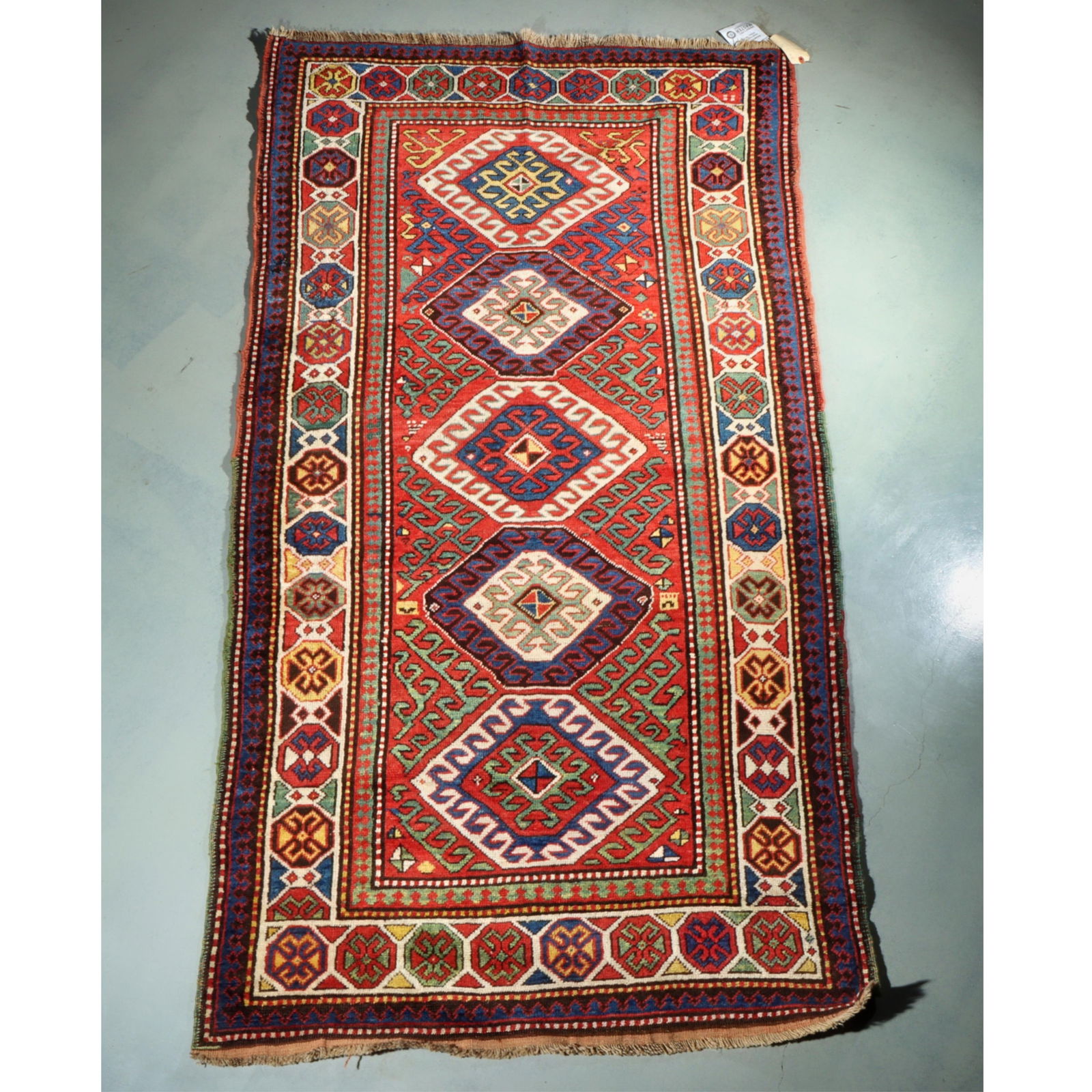 1890's Caucasian Kazak estate rug / carpet runner. 44" x 87" (1 of 6)
