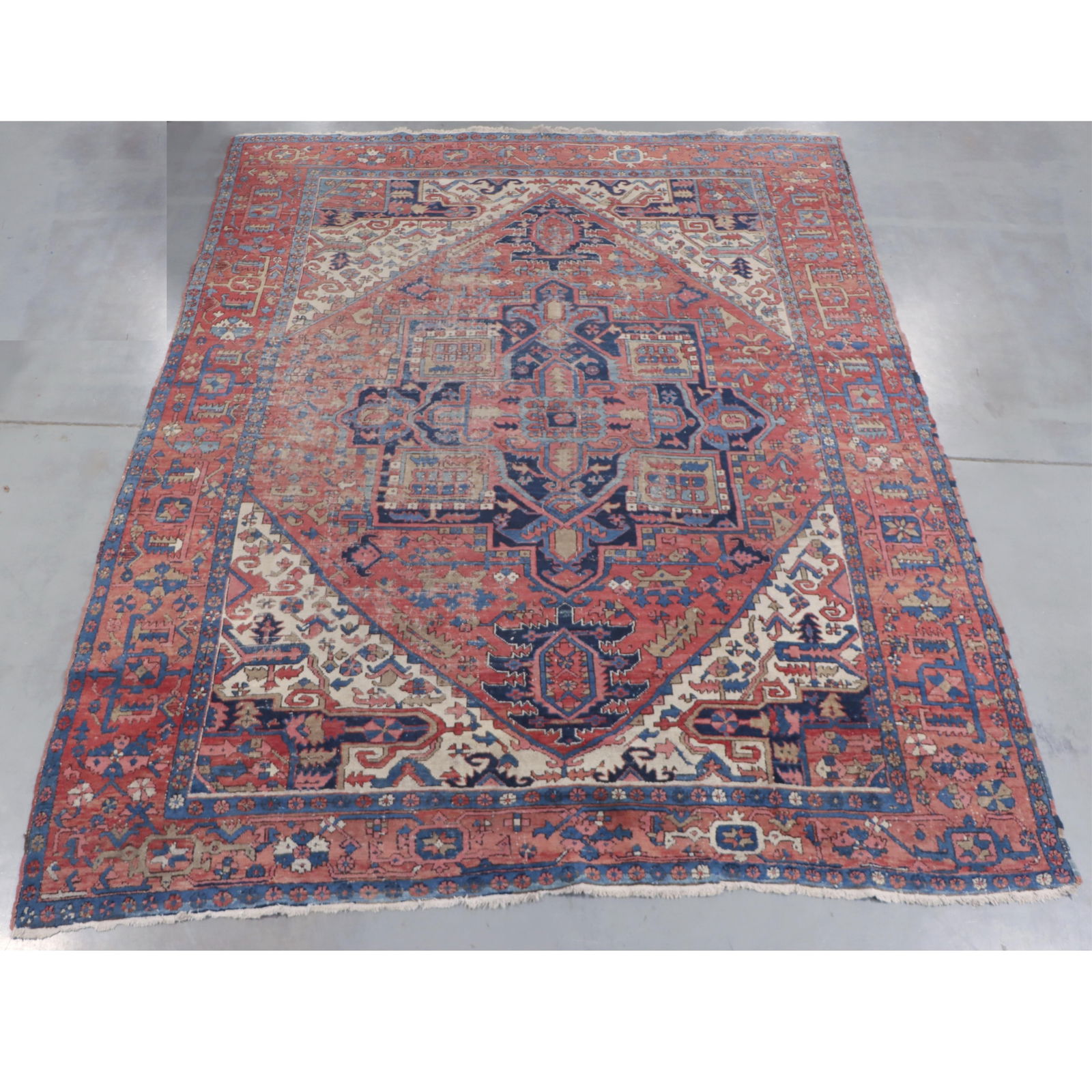 Antique Room Size Persian Heriz hand knotted estate rug / carpet, ca.1900 with large medallions in (1 of 20)