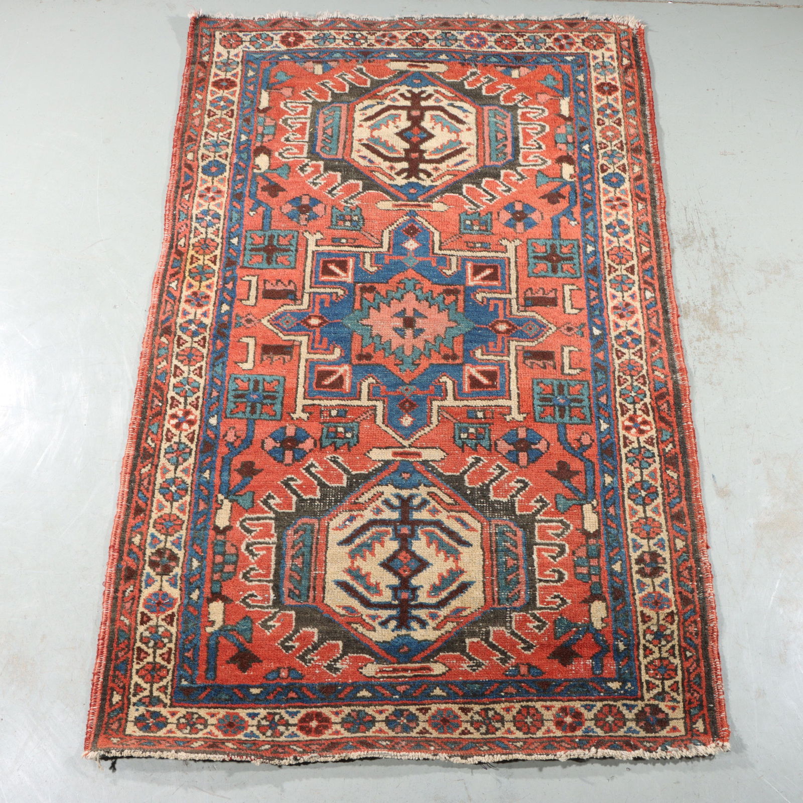 Antique Persian Heriz hand knotted estate rug / carpet, 4.3x2.8. 4'H x 3'W (1 of 13)
