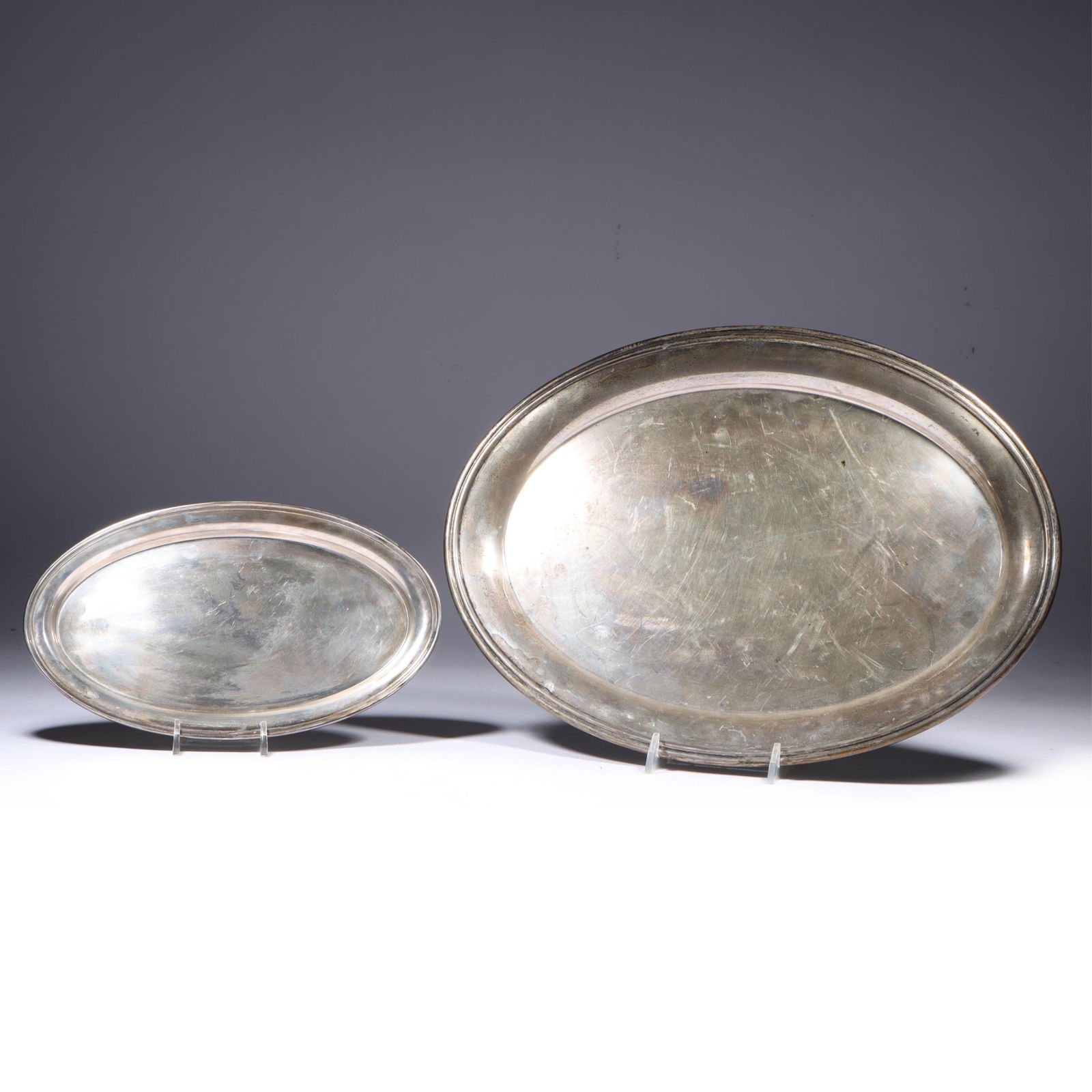 Gorham and Webster sterling silver oval underplate serving trays, 2pc., 16.881 ozt. 3/4"H x 13 1/2"W (1 of 10)