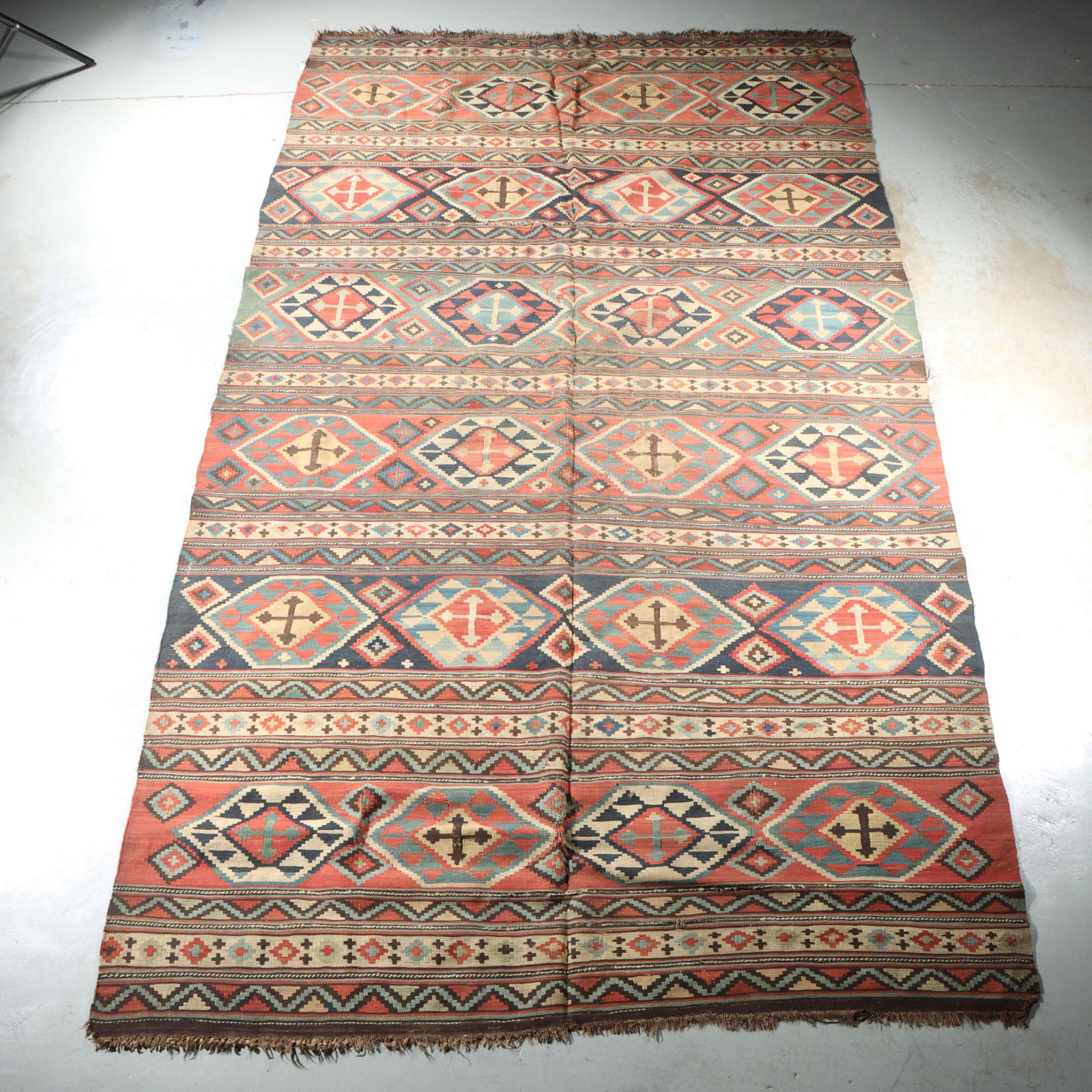 Kuba Caucasian Kilim flatwoven estate rug carpet, 9x5. 108"H x 60"W (1 of 19)