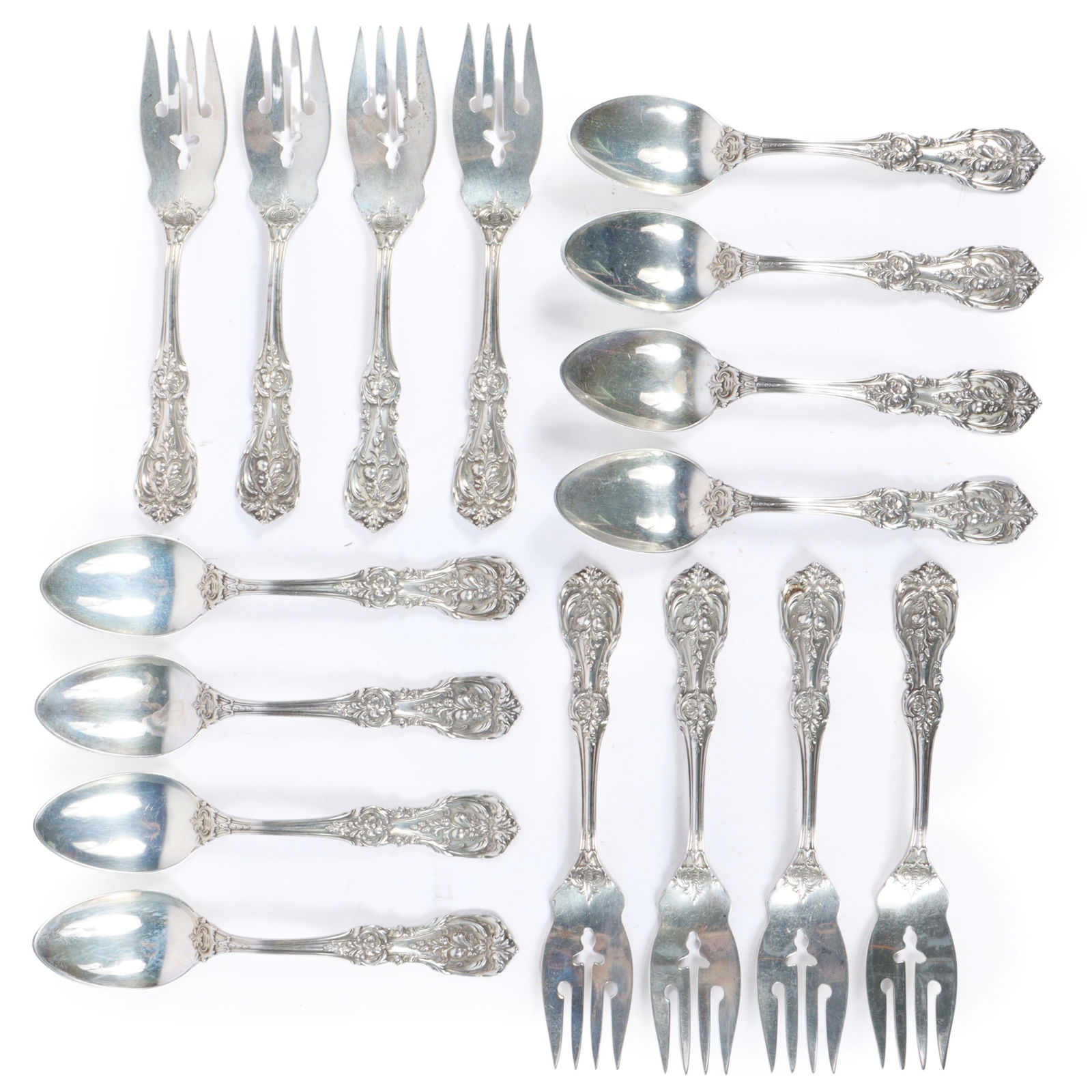 Reed & Barton Francis I pattern sterling silver flatware 16pc.: 8 each luncheon / salad / dessert (1 of 10)