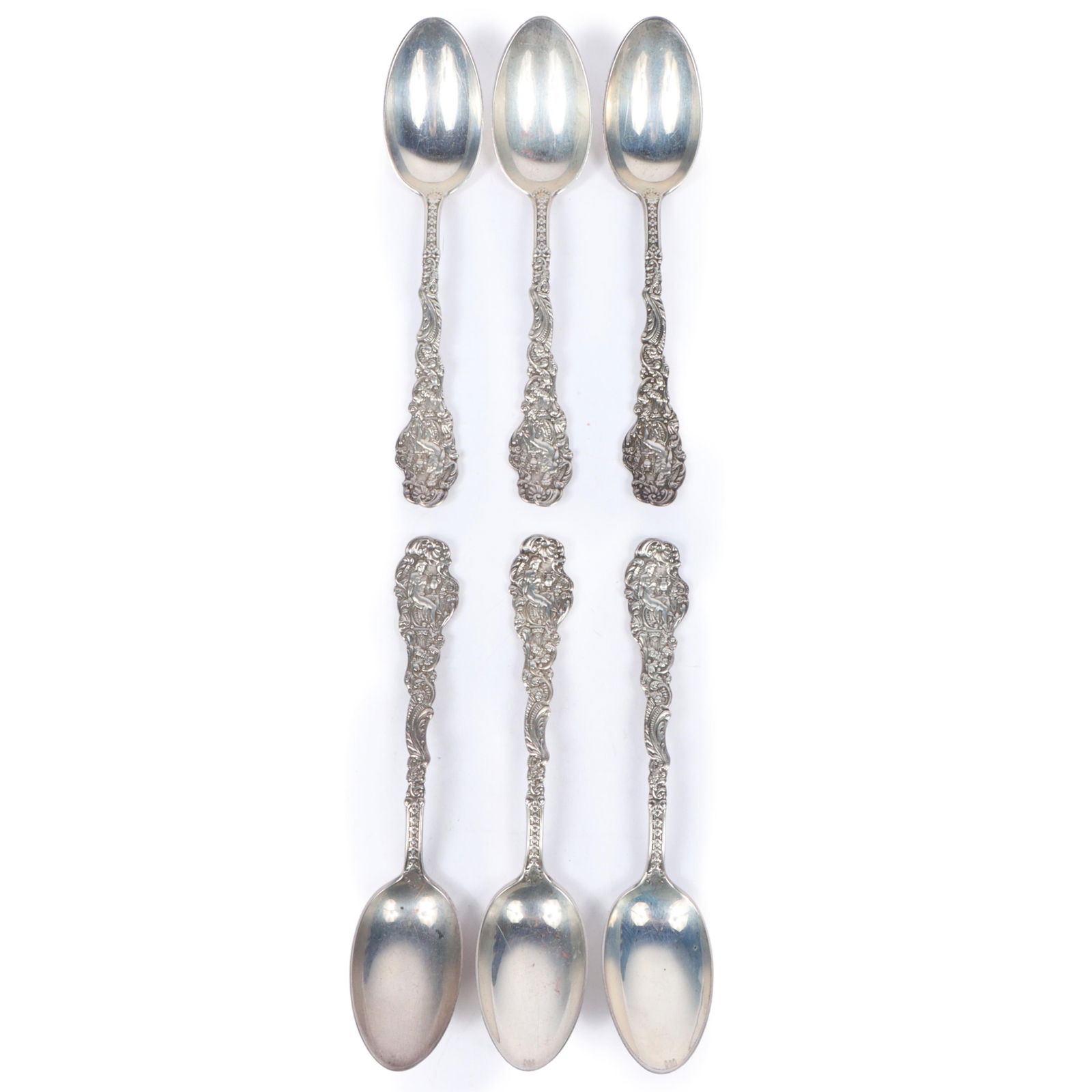 Gorham Versailles art nouveau pattern sterling silver set of 6 flatware serving spoons, 11.897ozt. 7 (1 of 9)