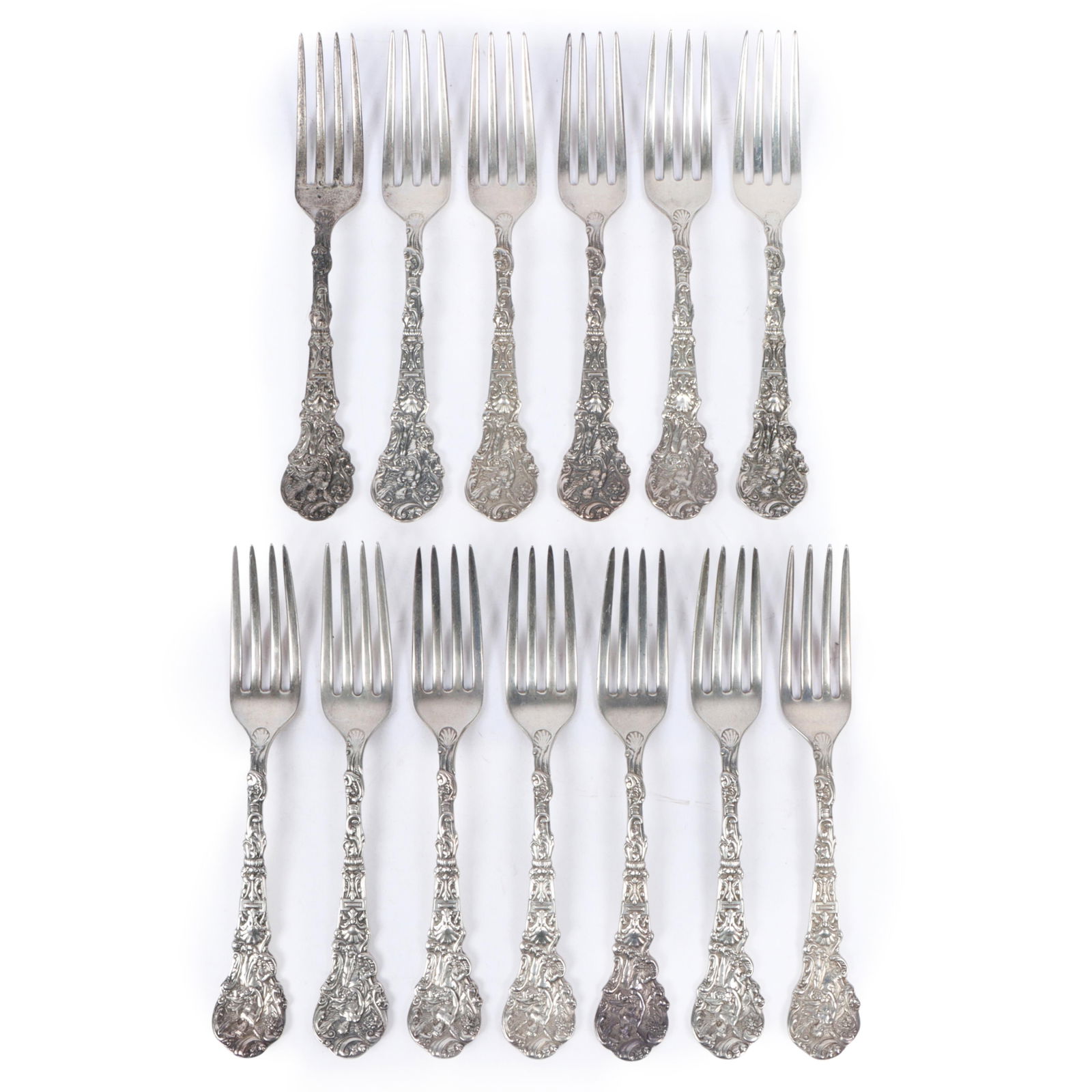 Set of 13 Gorham Versailles / Mythologique? Art Nouveau pattern sterling silver flatware table (1 of 15)