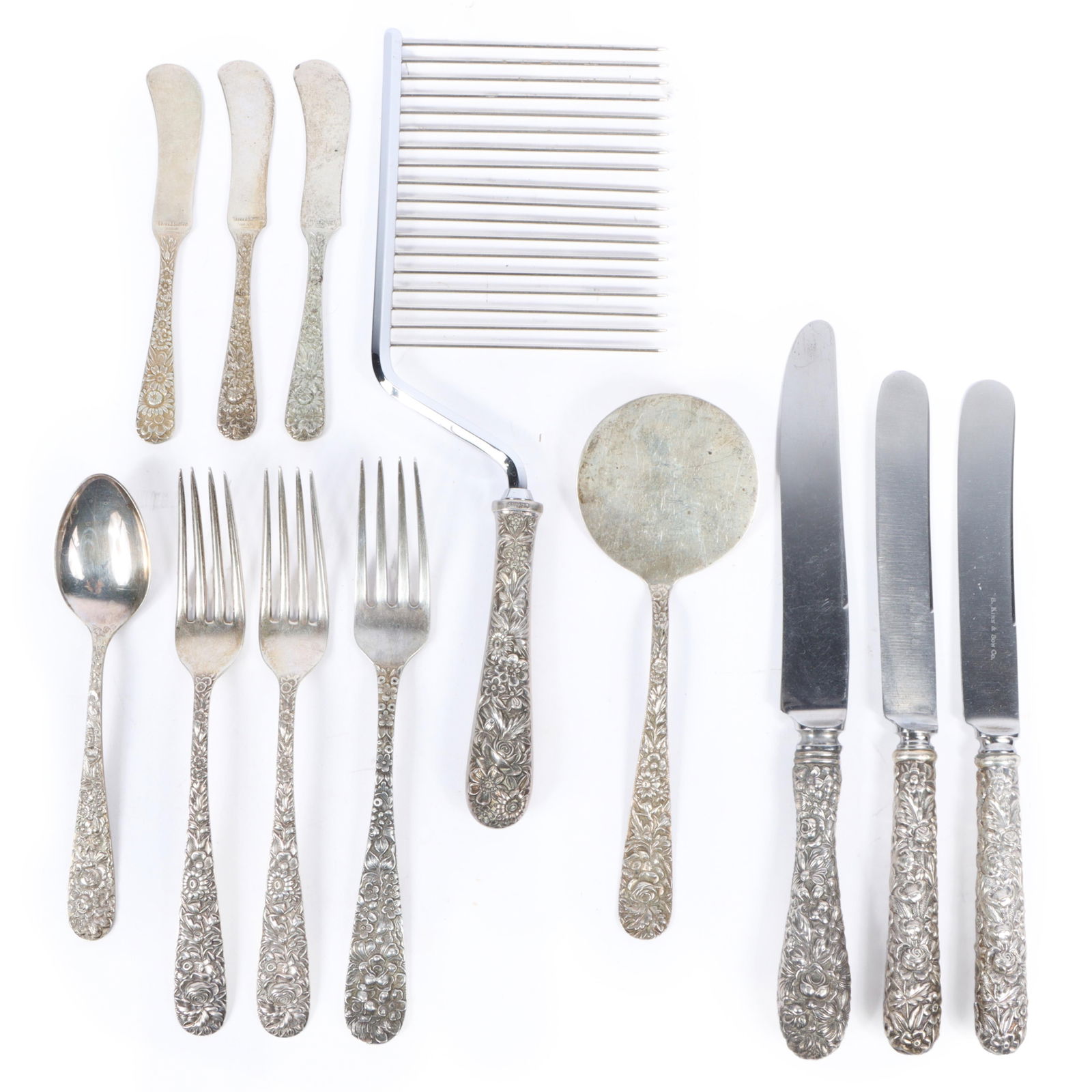 S. Kirk & Son and Stieff sterling silver Repousse, (forget-me-not, Princess, Rose?) floral pattern (1 of 14)