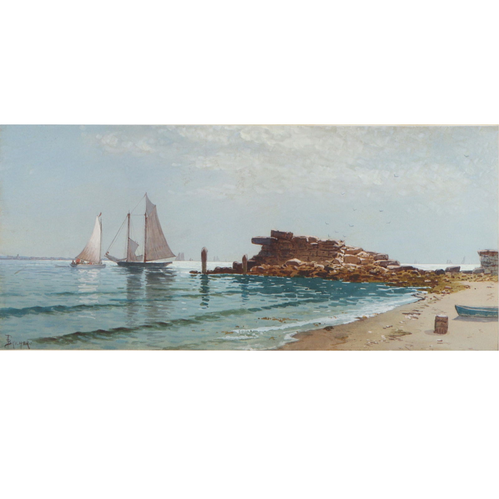 Alfred Thompson Bricher, American (1837 - 1908), Setting Sail, watercolor / Gouache on paper, 9 (1 of 12)