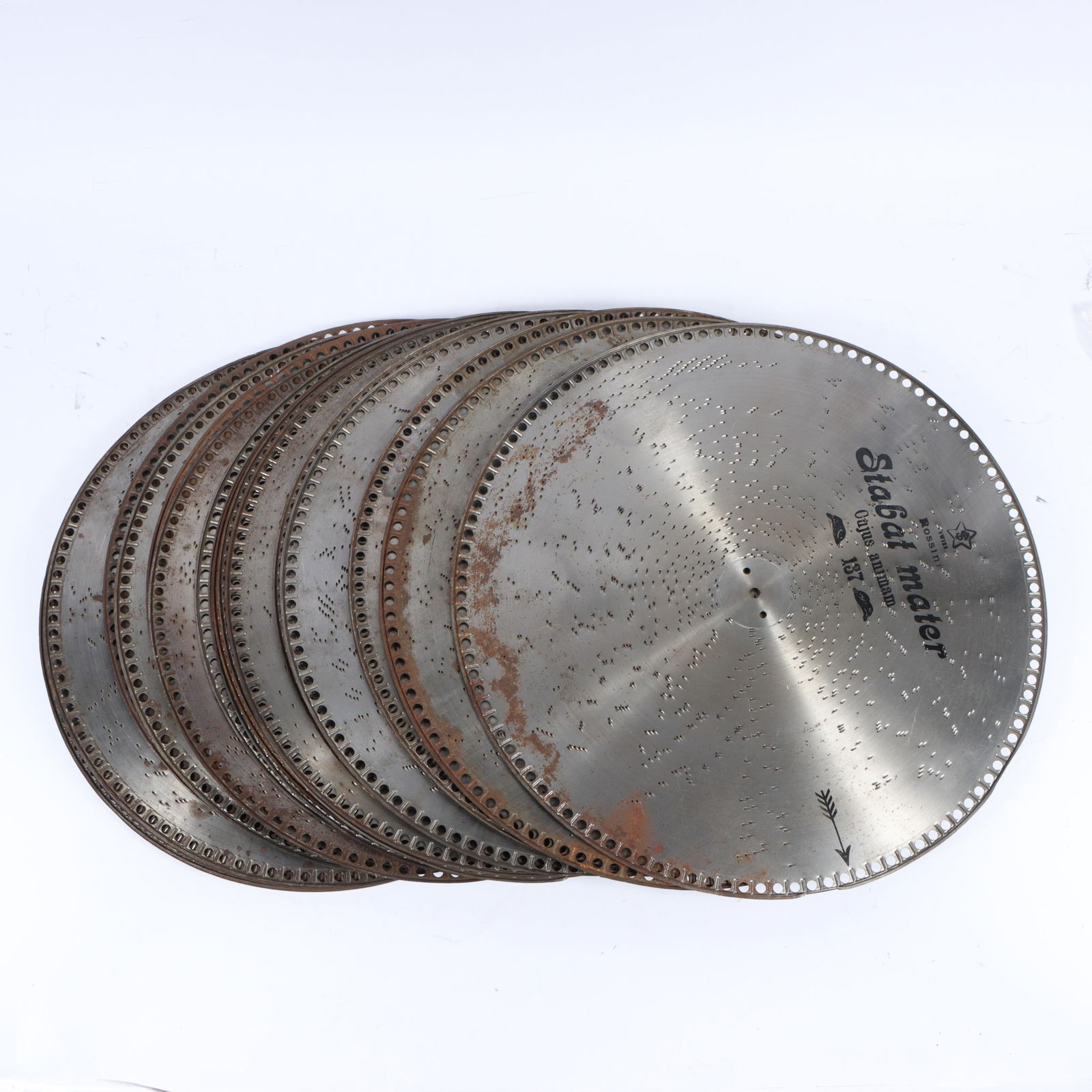 Collection of 22 antique Regina metal music box discs 18 1/2"Diam. (1 of 7)