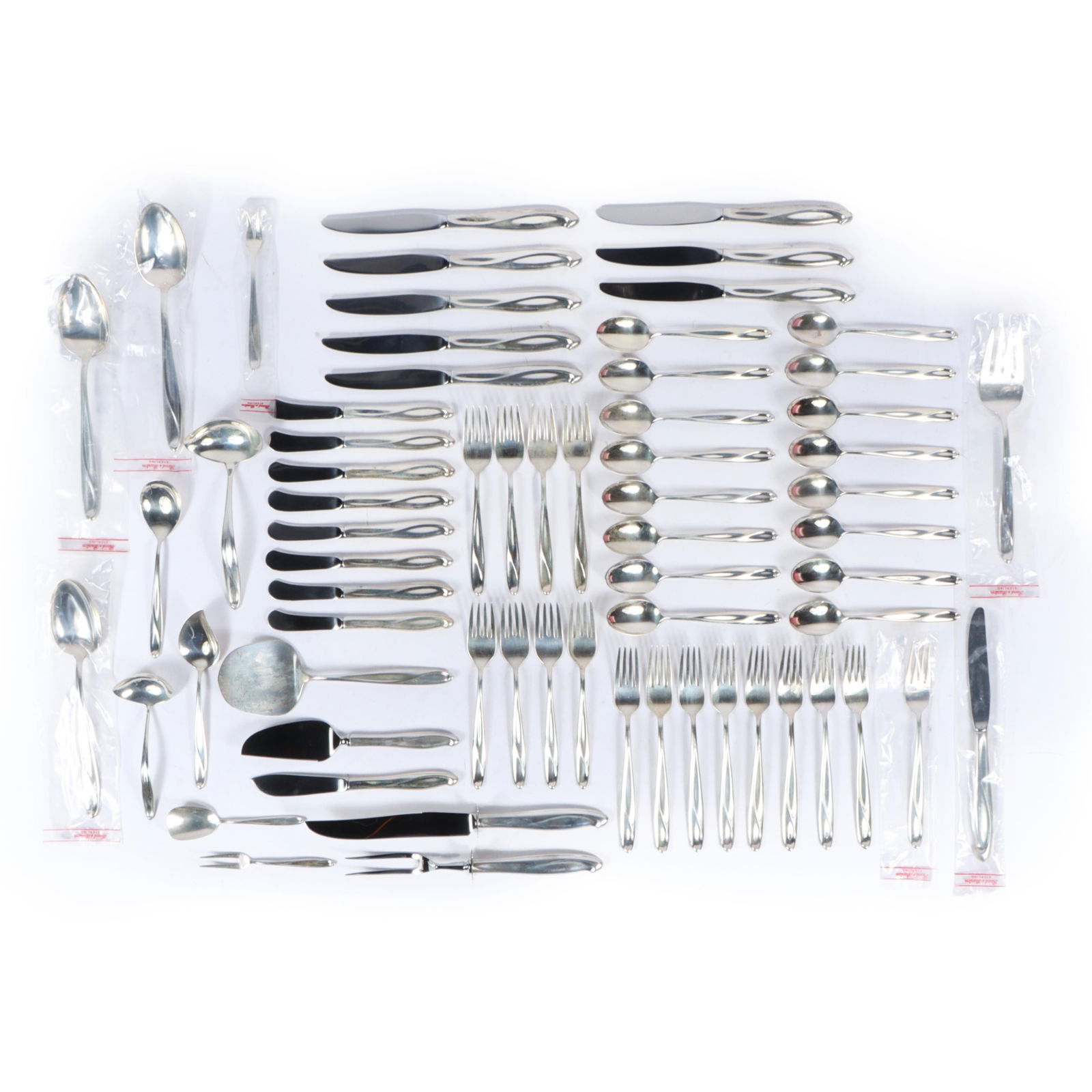 Reed & Barton Silver Sculpture pattern sterling flatware service for 8 with serving pieces set, (1 of 17)