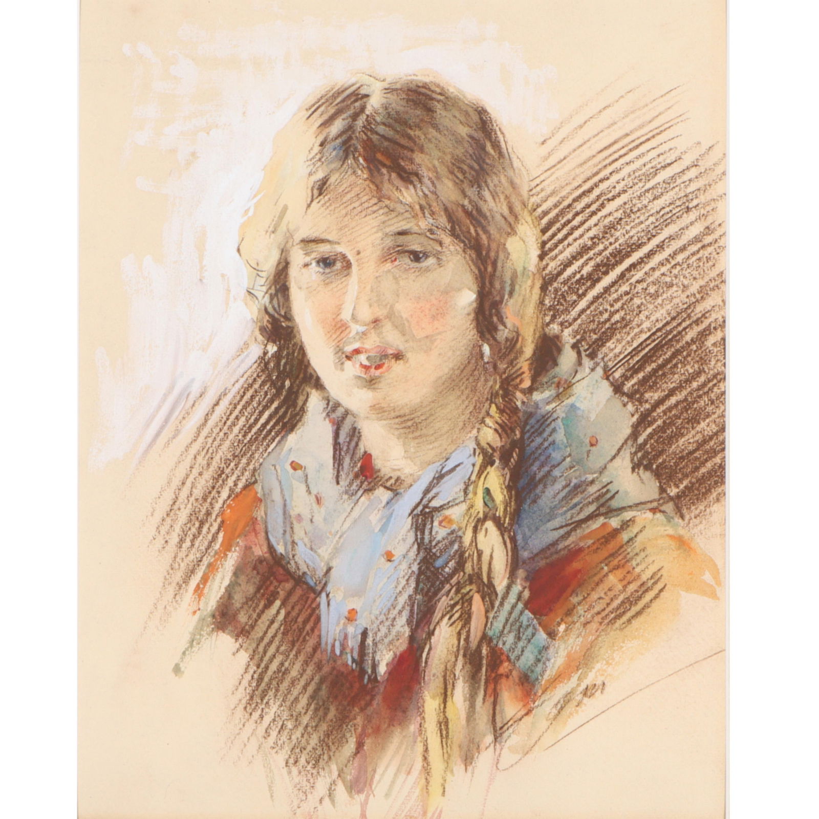 Anders Zorn, Swedish (1860-1920), Portrait of a Young Woman, mixed media on paper, 14"H x (1 of 8)