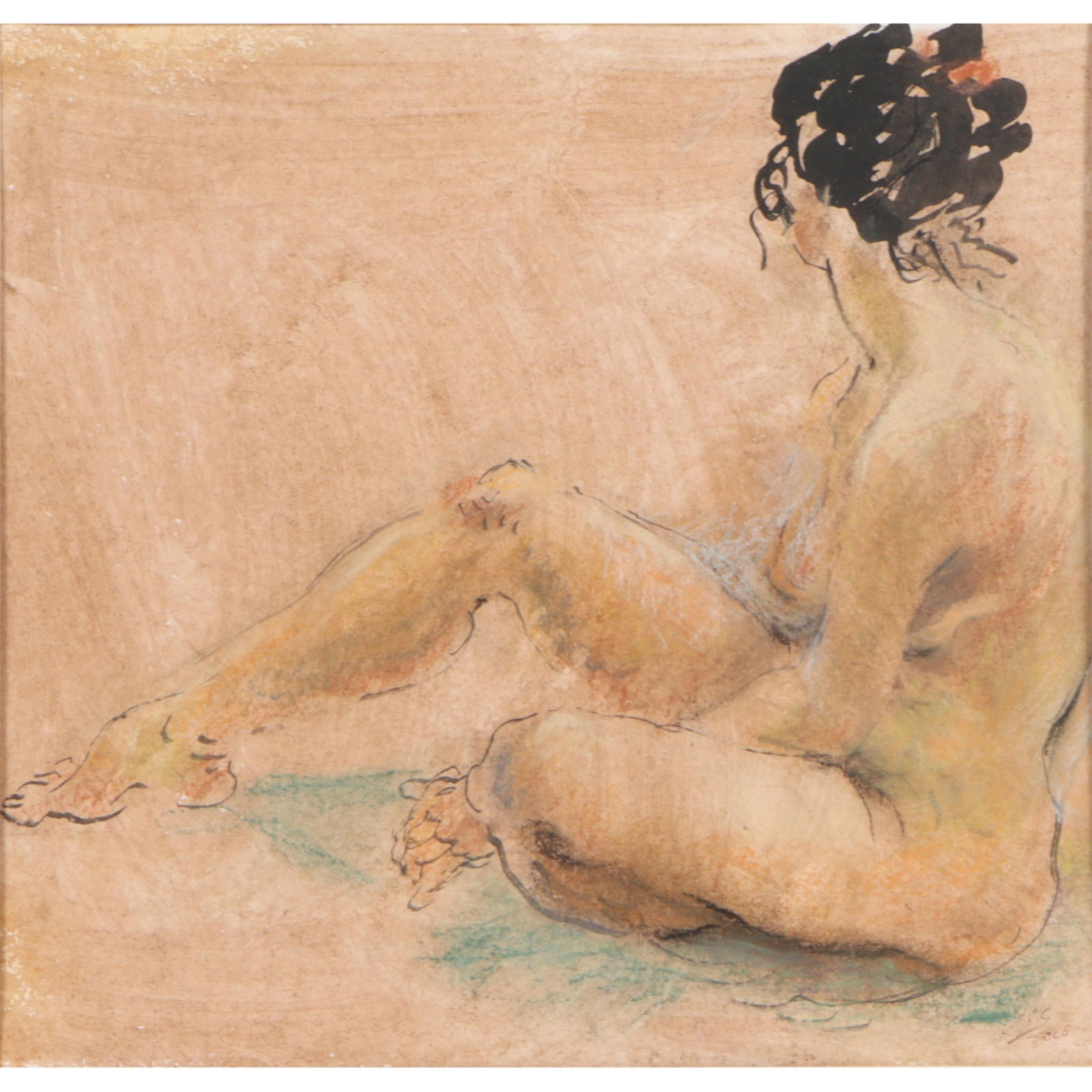 Lois Davis, Texas / Indiana (1924 - 2021), female nude, 2000, ink and pastel / mixed media on paper, (1 of 13)