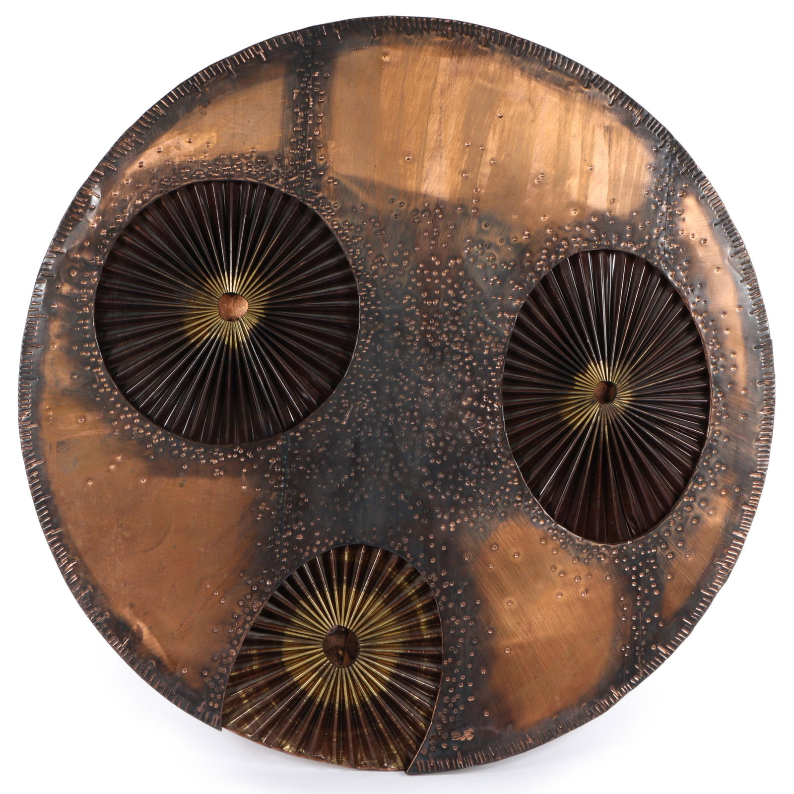 Don Freedman, American (b.1937), Brutalist wall art relief sculpture, copper and brass mixed metal, (1 of 10)