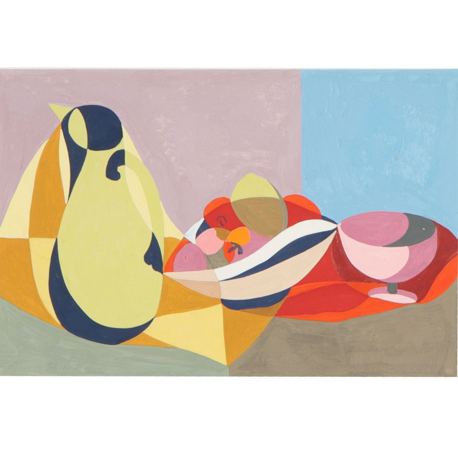 Kenneth Stubbs, American (1907 - 1967), still life with fruit, 1964, casein on board, 6 3/4"H x (1 of 9)
