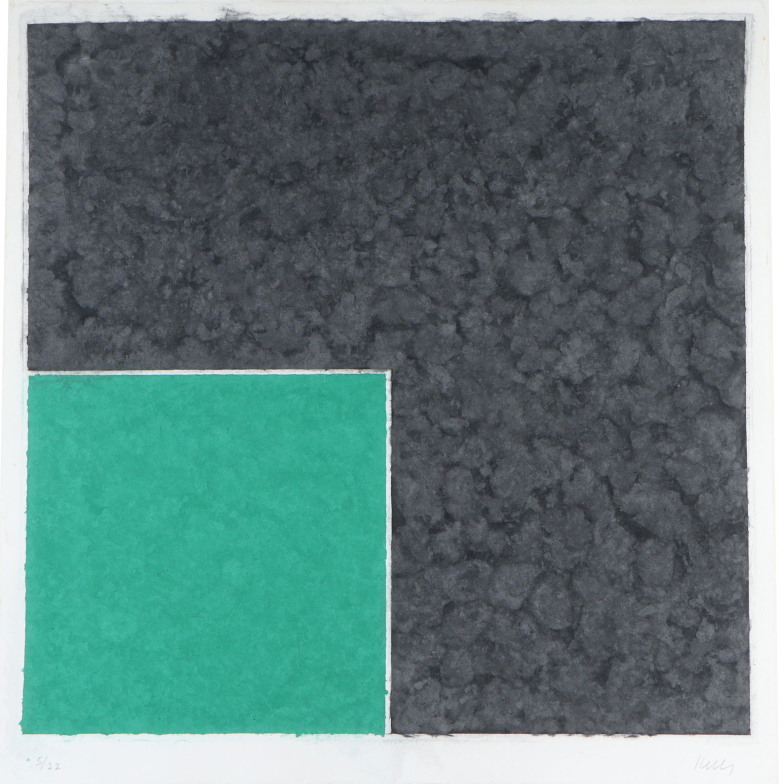 Ellsworth Kelly, New York (1923 - 2015), Colored Paper Image XVIII (Green Square with Dark Gray),: Ellsworth Kelly New York (1923 - 2015) Colored Paper Image XVIII (Green Square with Dark Gray), 1977 colored and pressed paper pulp Pencil signed lower right with blindstamp, edition 5/22. Publisher: