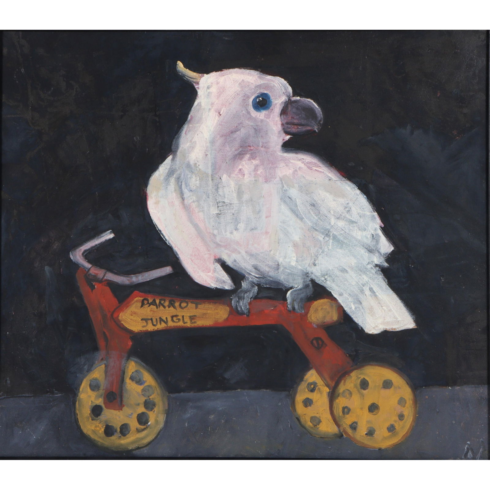 Mae Alice Engron, Indiana (1933-2007), Parrot Jungle, oil on canvas, 28"H x 32"W(stretcher), 31"H x: Mae Alice Engron Indiana (1933-2007) Parrot Jungle oil on canvas Signed with initials lower right. Biography from the Archives of askART: Mae Alice Engron was born, raised and died in Indianapolis, In