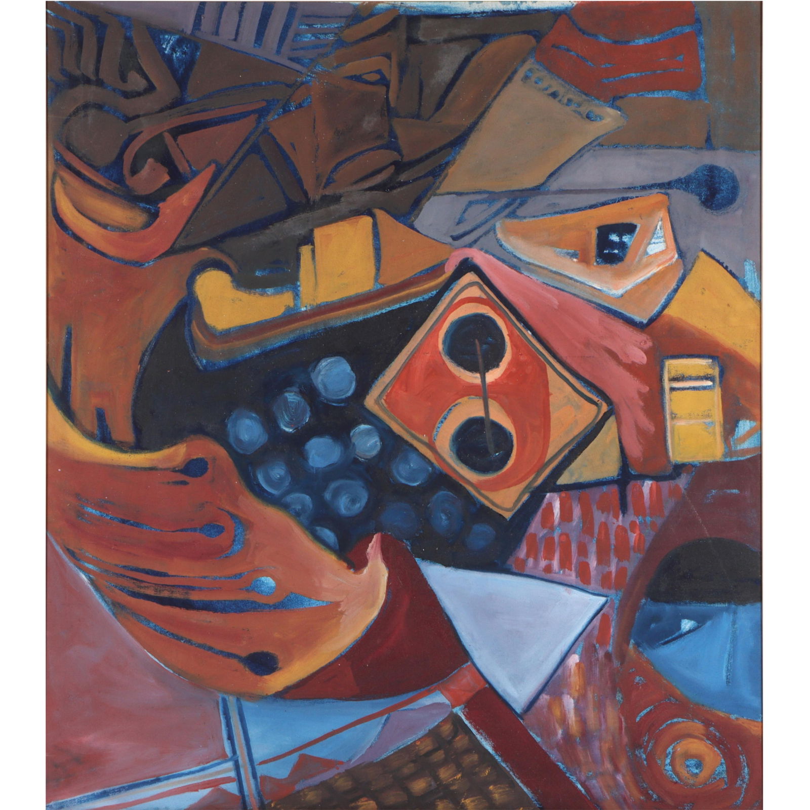 Mae Alice Engron, Indiana (1933-2007), abstract, oil on canvas, 35"H x 31"W(stretcher), 37 3/4"H x (1 of 9)