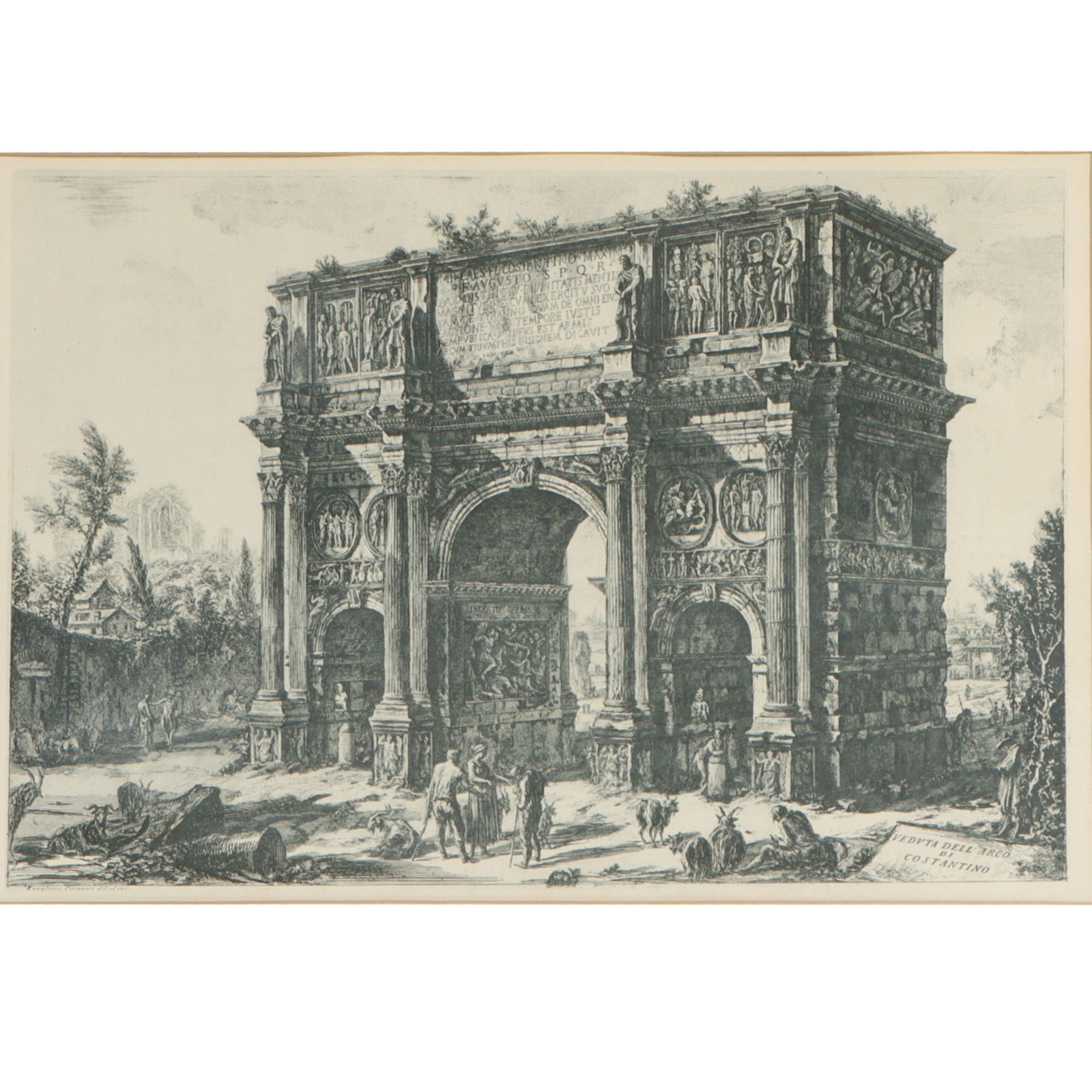 Giovanni Battista Piranesi (Italy, 1720-1778), "Veduta dell'Arco di Costantino", etching 11"H x 16 (1 of 10)