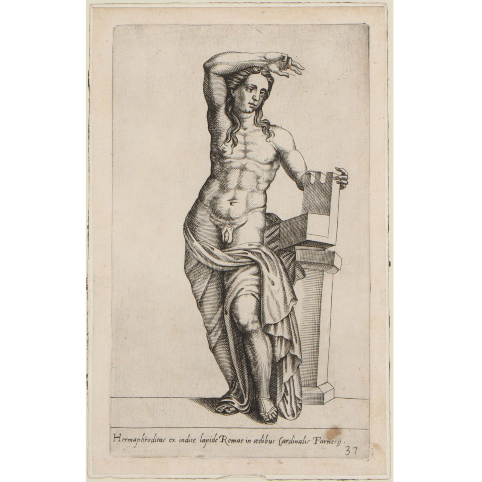 Giovanni Battista de' Cavalieri, Italy (1526-1597), Hermaphroditus ex indice lapide Romae in ?dibus (1 of 13)