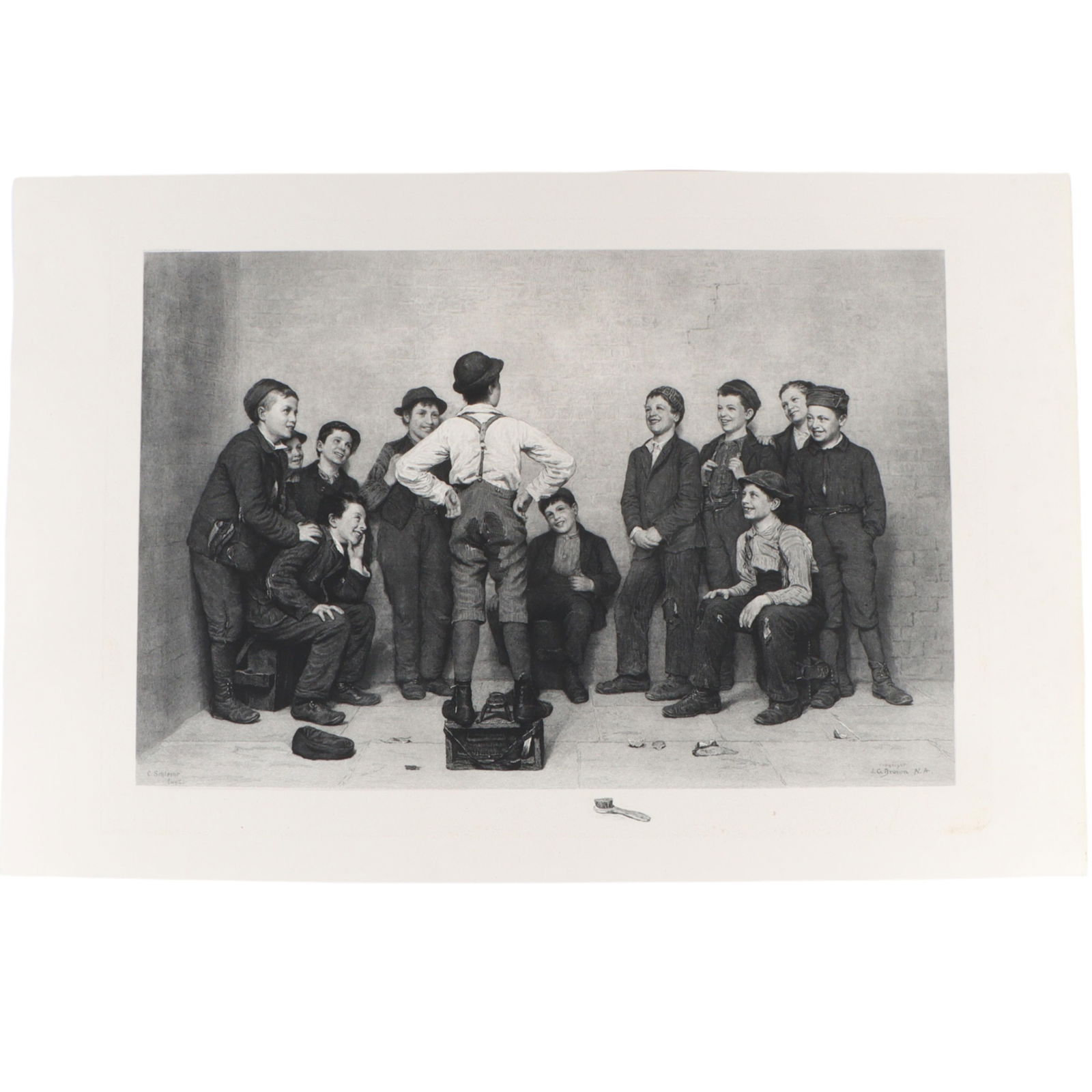 The Stump Speaker / Shoe Shine Boys, after John George Brown (1831?1913), large engraving 26"H x 39 (1 of 15)