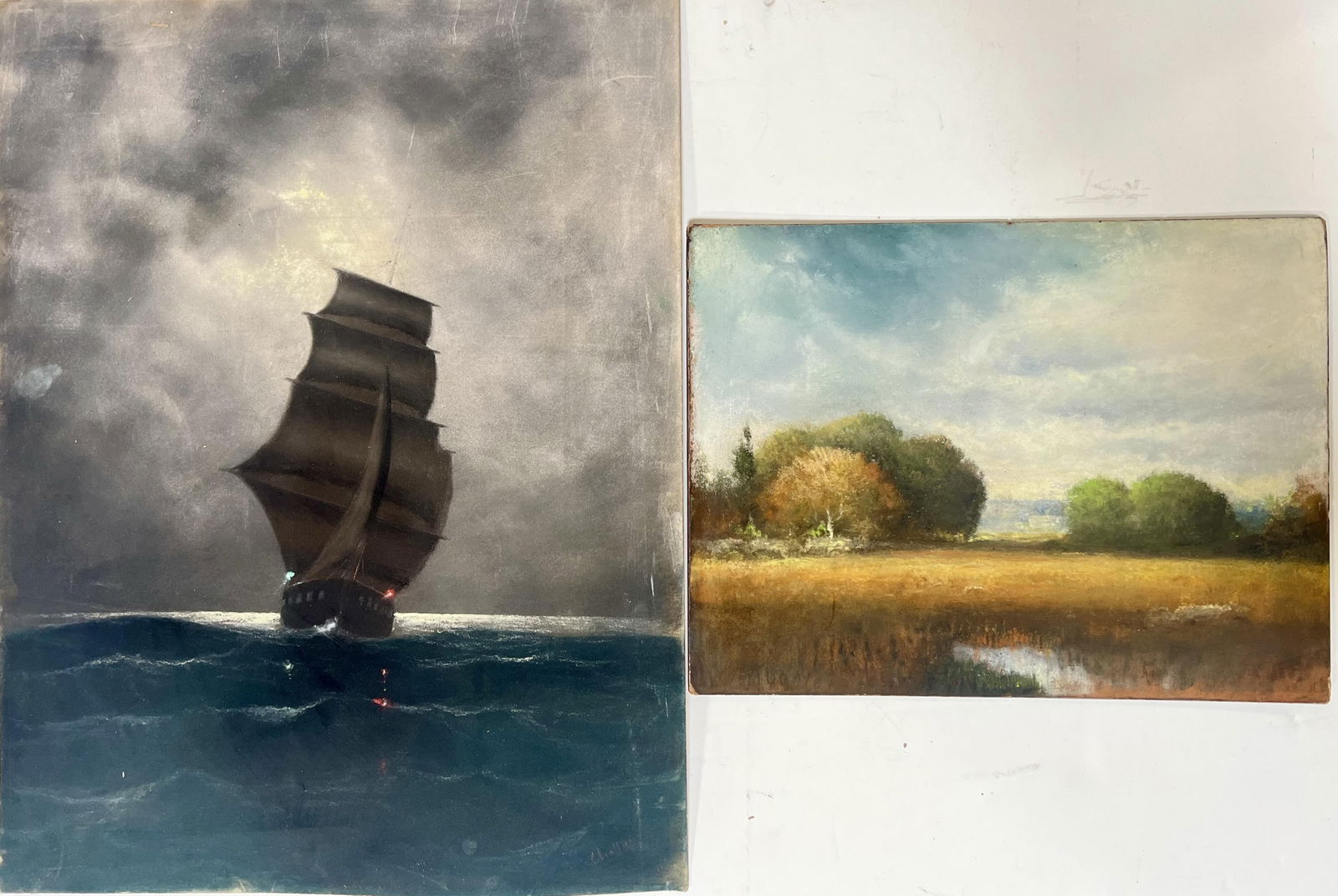 Two works on paper: signed William Lindsay Challoner? (British American, 1852-1901) nighttime (1 of 10)